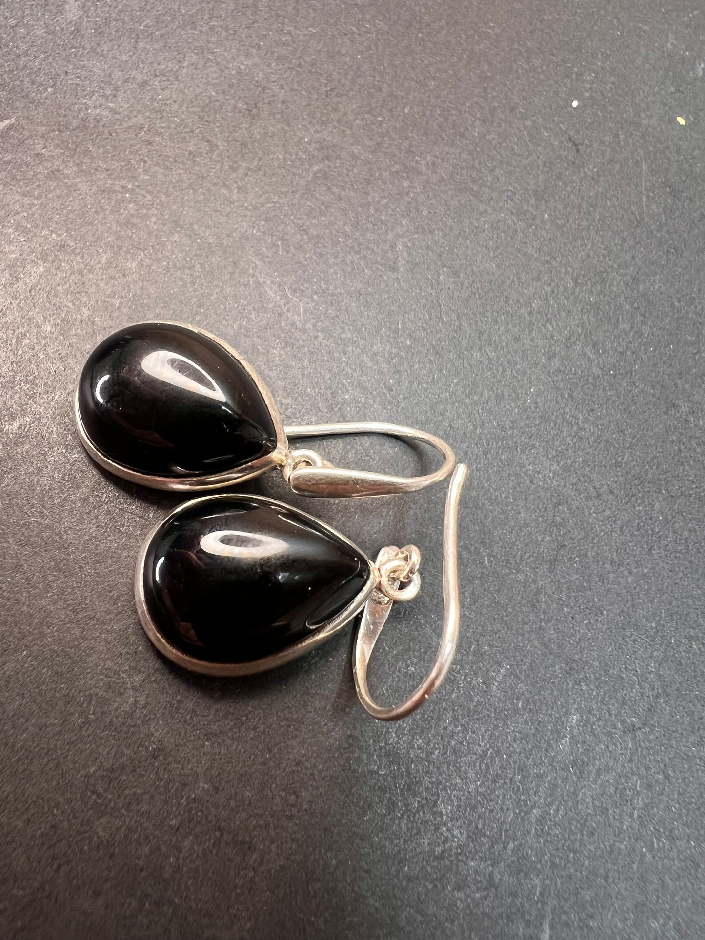 NEW Black Onyx sterling silver teardrop earrings 7.57 grams