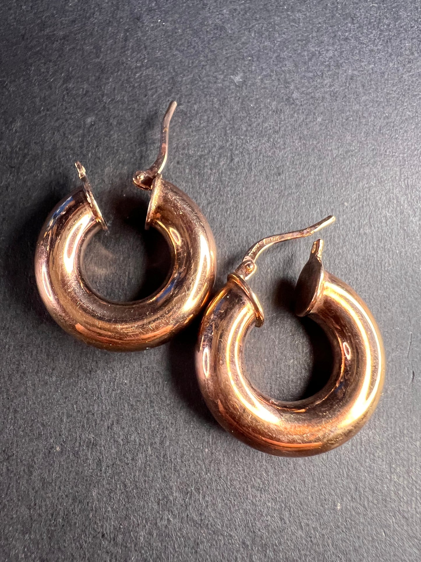 Rose gold over bronze hoop earrings