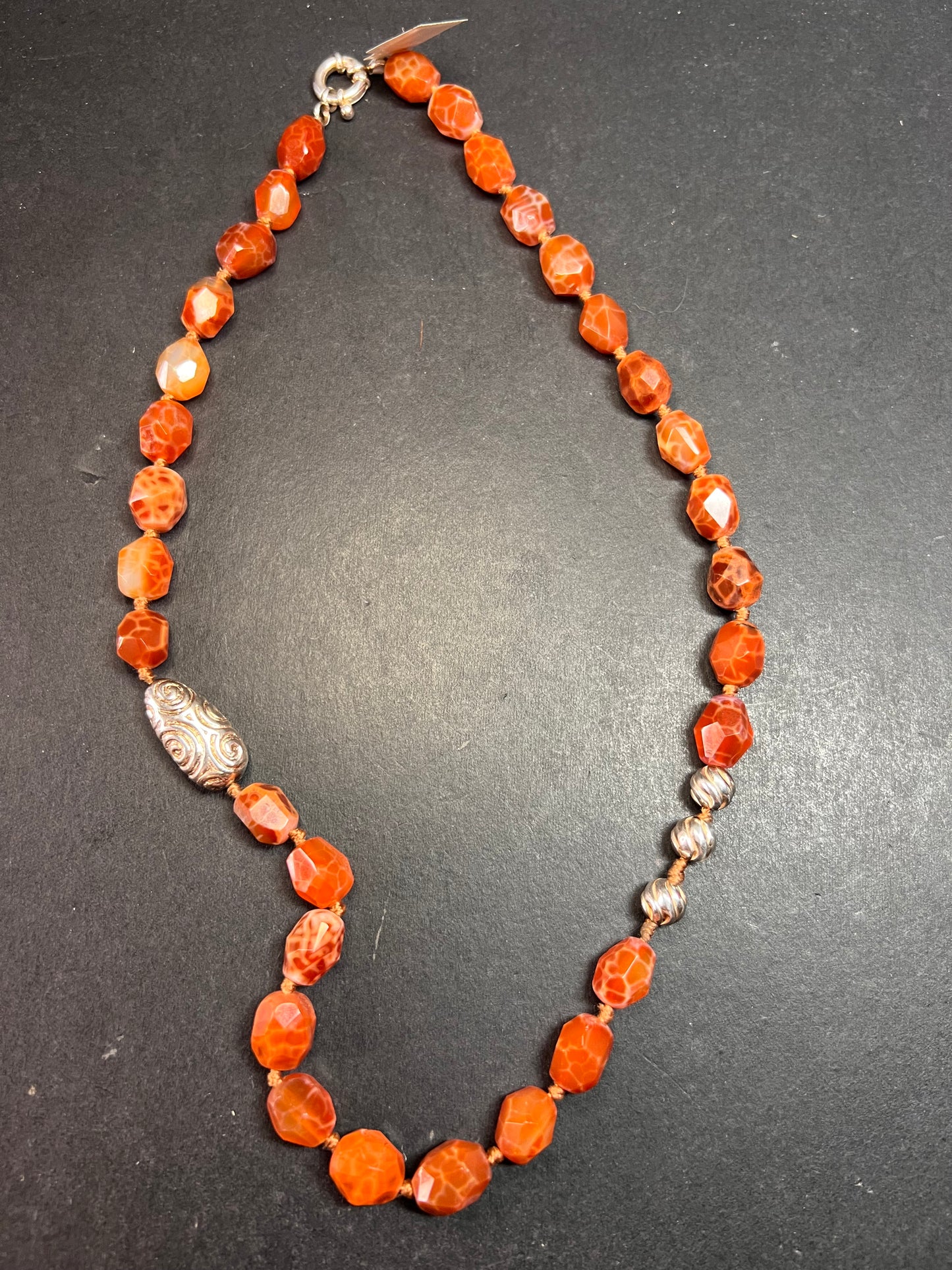 NEW fire agate Sterling silver necklace