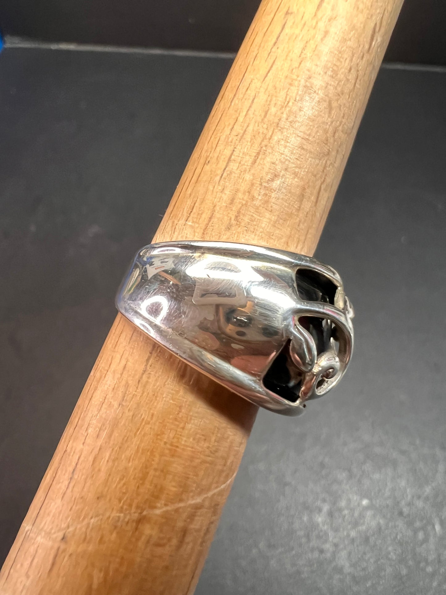 Vintage sterling silver black onyx ring size 5