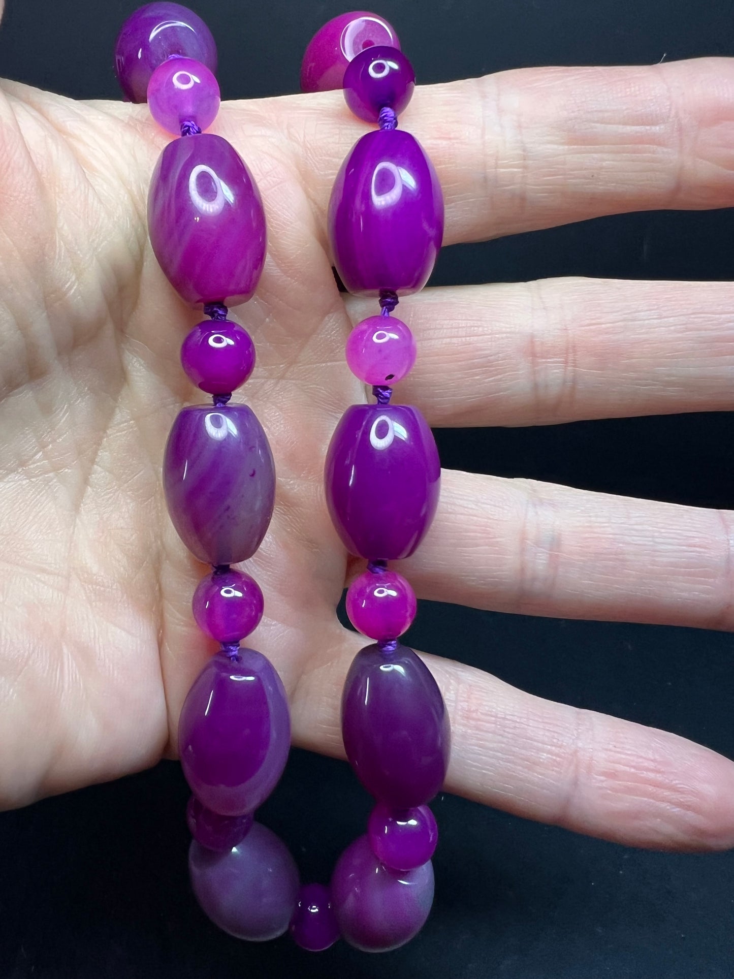 NEW purple agate 18 inch necklace with sterling silver clasp