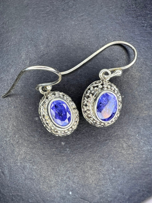 Tanzanite sterling silver earrings
