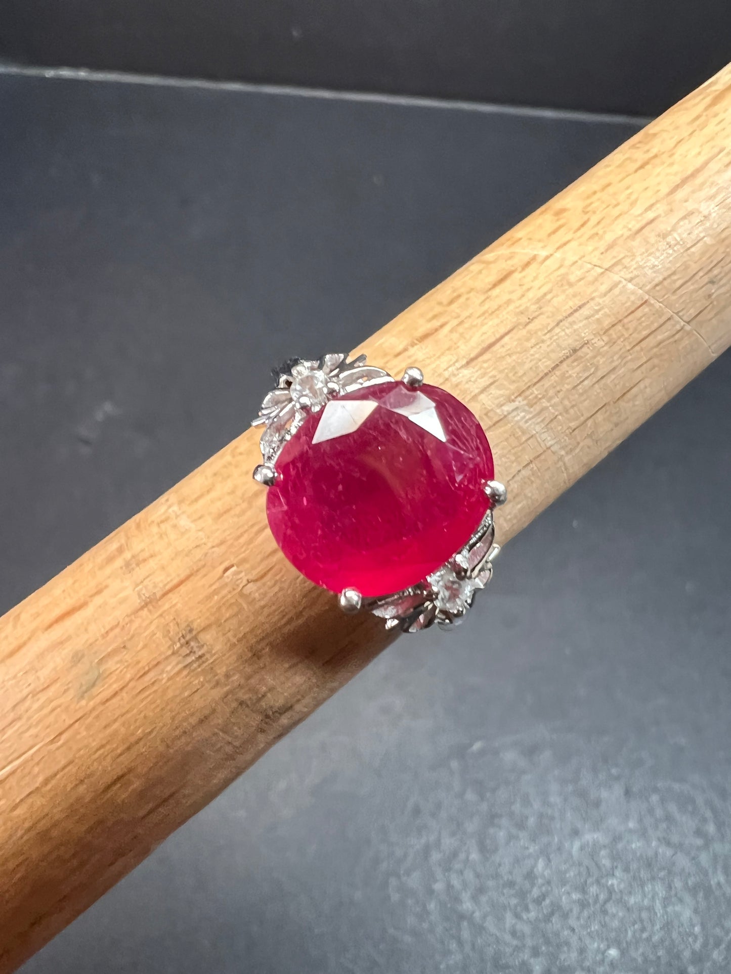Vintage ruby sterling silver ring size 7