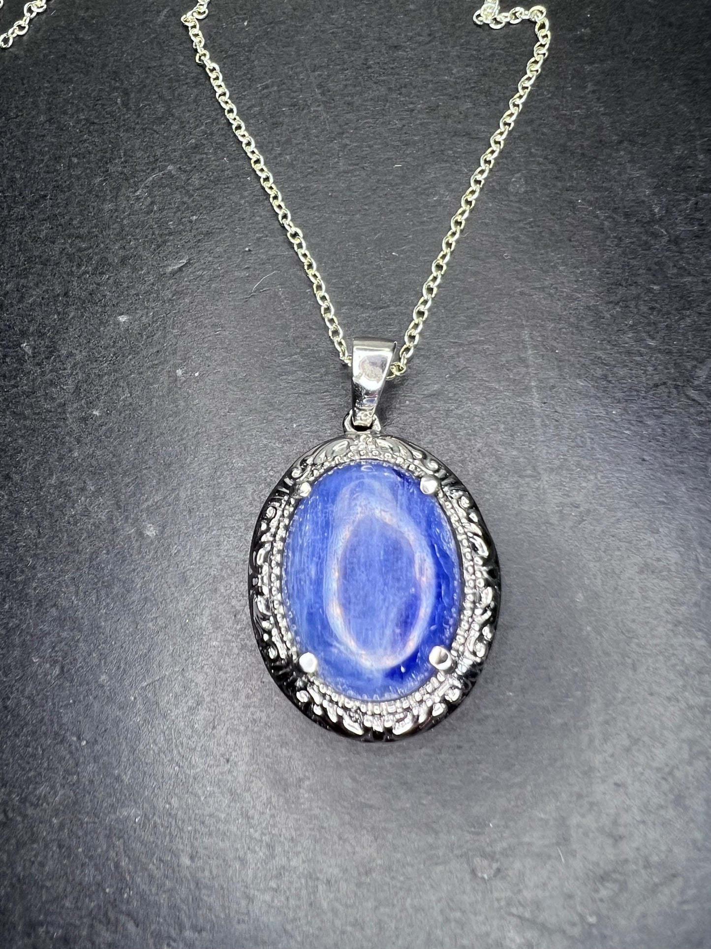 Kyanite stainless steel pendant with chain