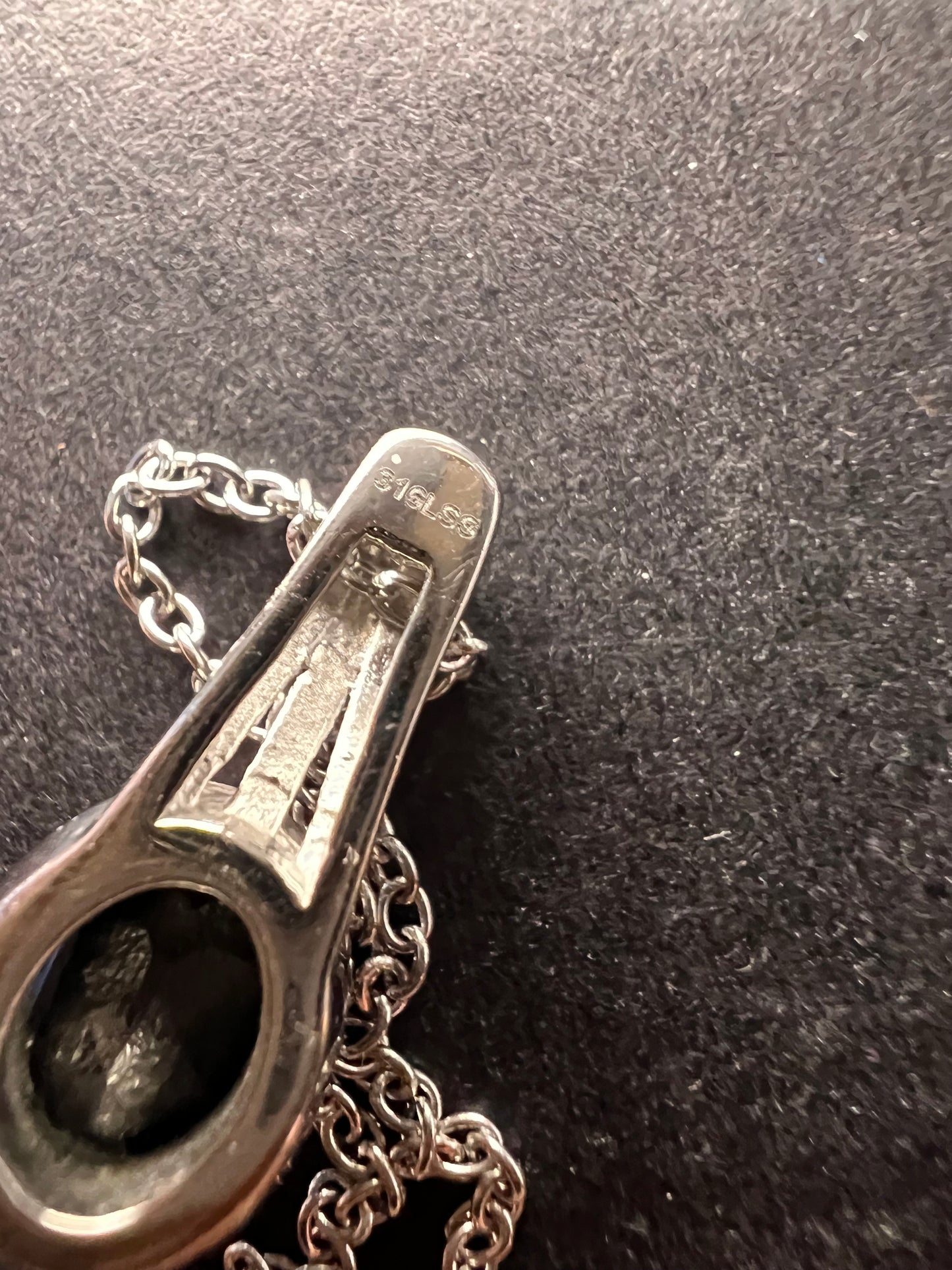 NEW black tourmaline stainless steel pendant and chain