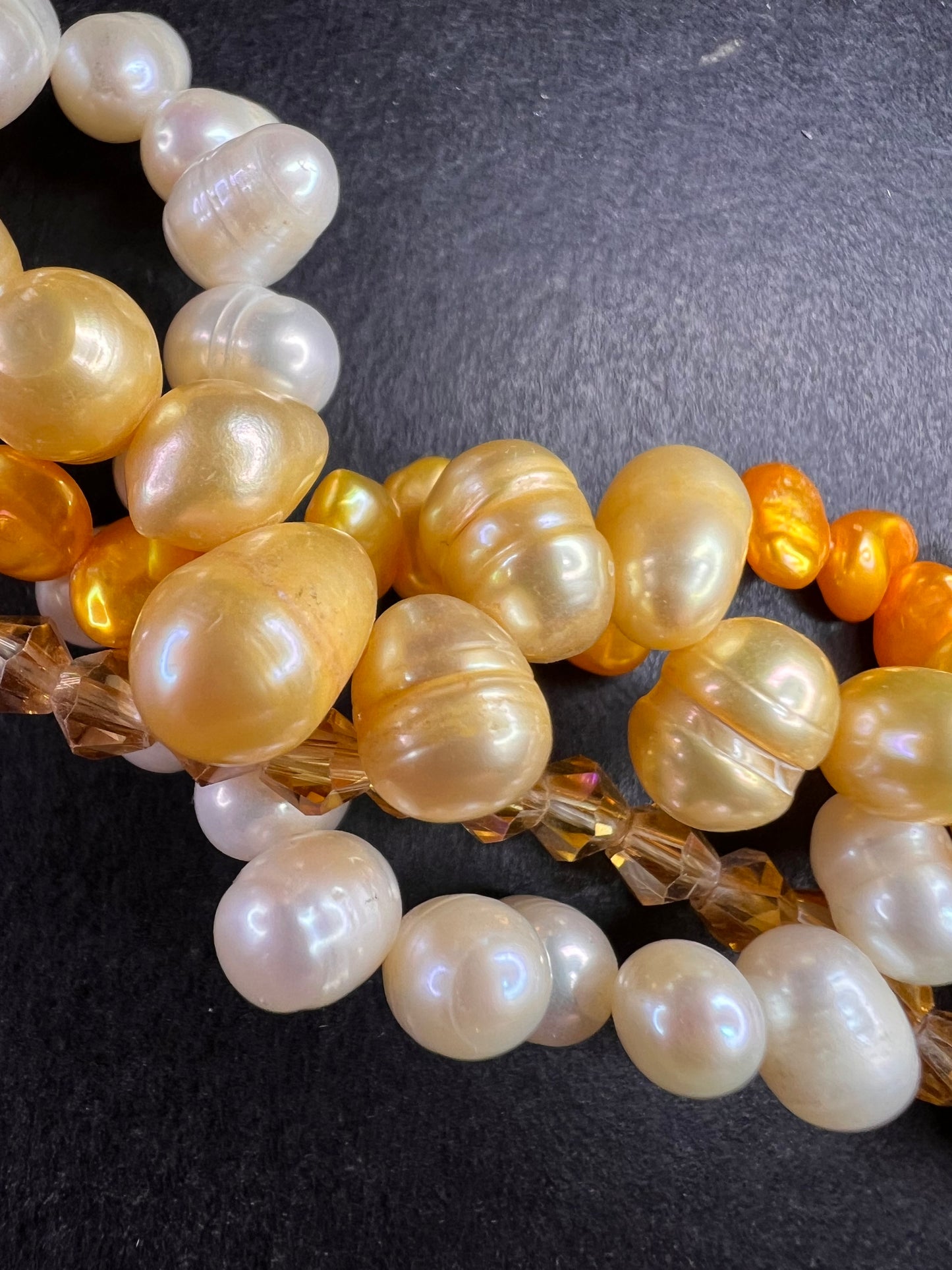 NEW yellow freshwater pearl multi strand necklace with sterling silver clasp