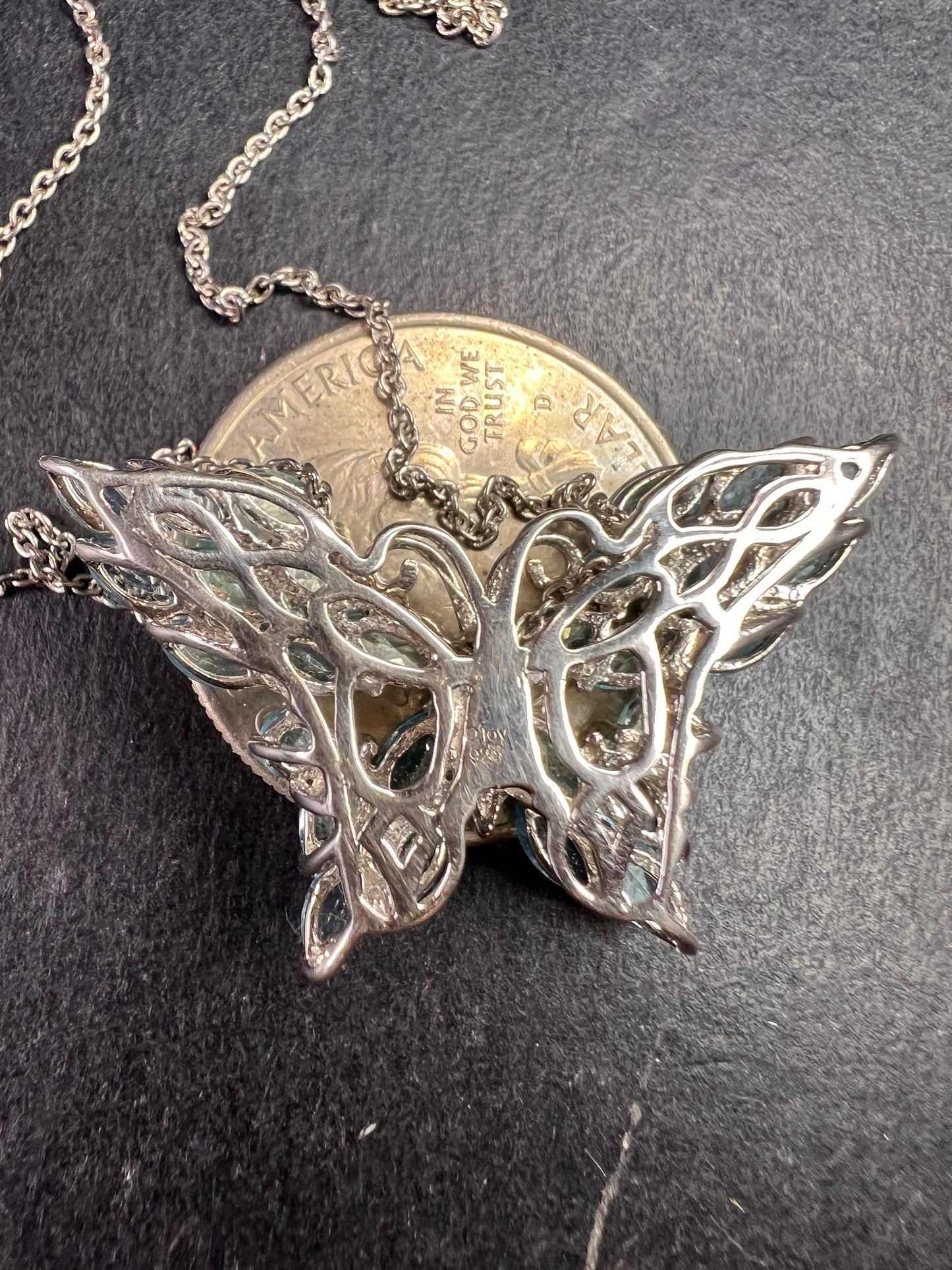 NEW Paraiba apatite butterfly pendant necklace in sterling silver