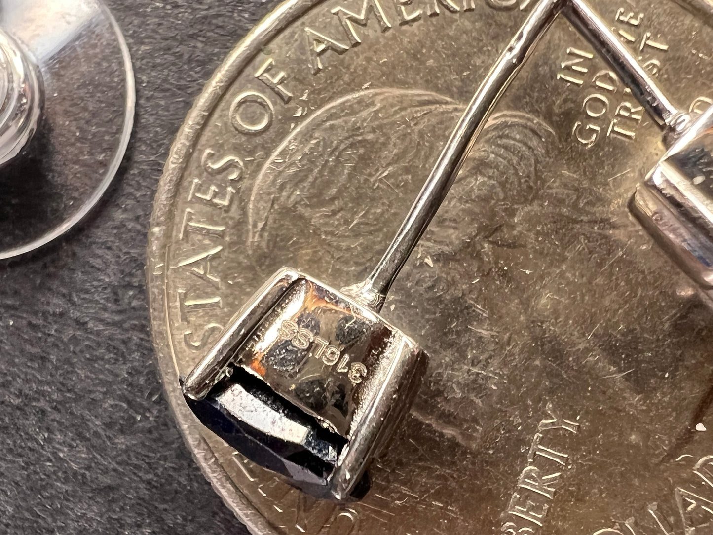 NEW midnight sapphire stud earrings in stainless steel