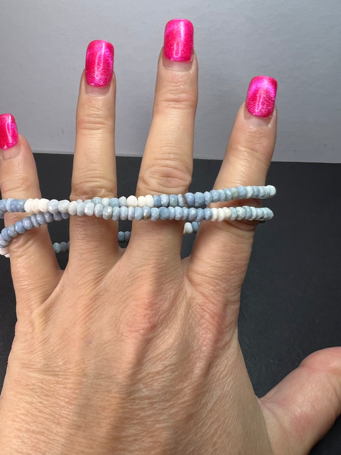 Shaded blue opal necklace with sterling silver clasp