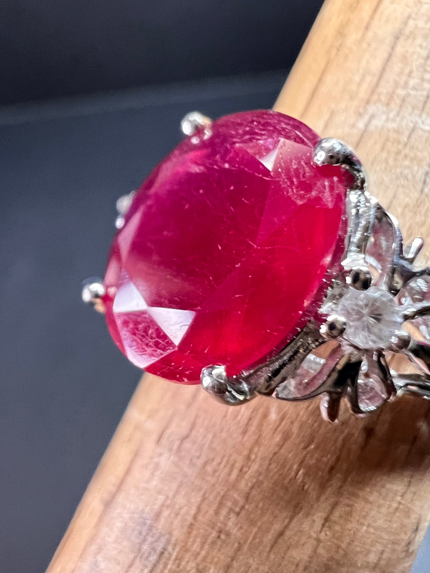 Vintage ruby sterling silver ring size 7