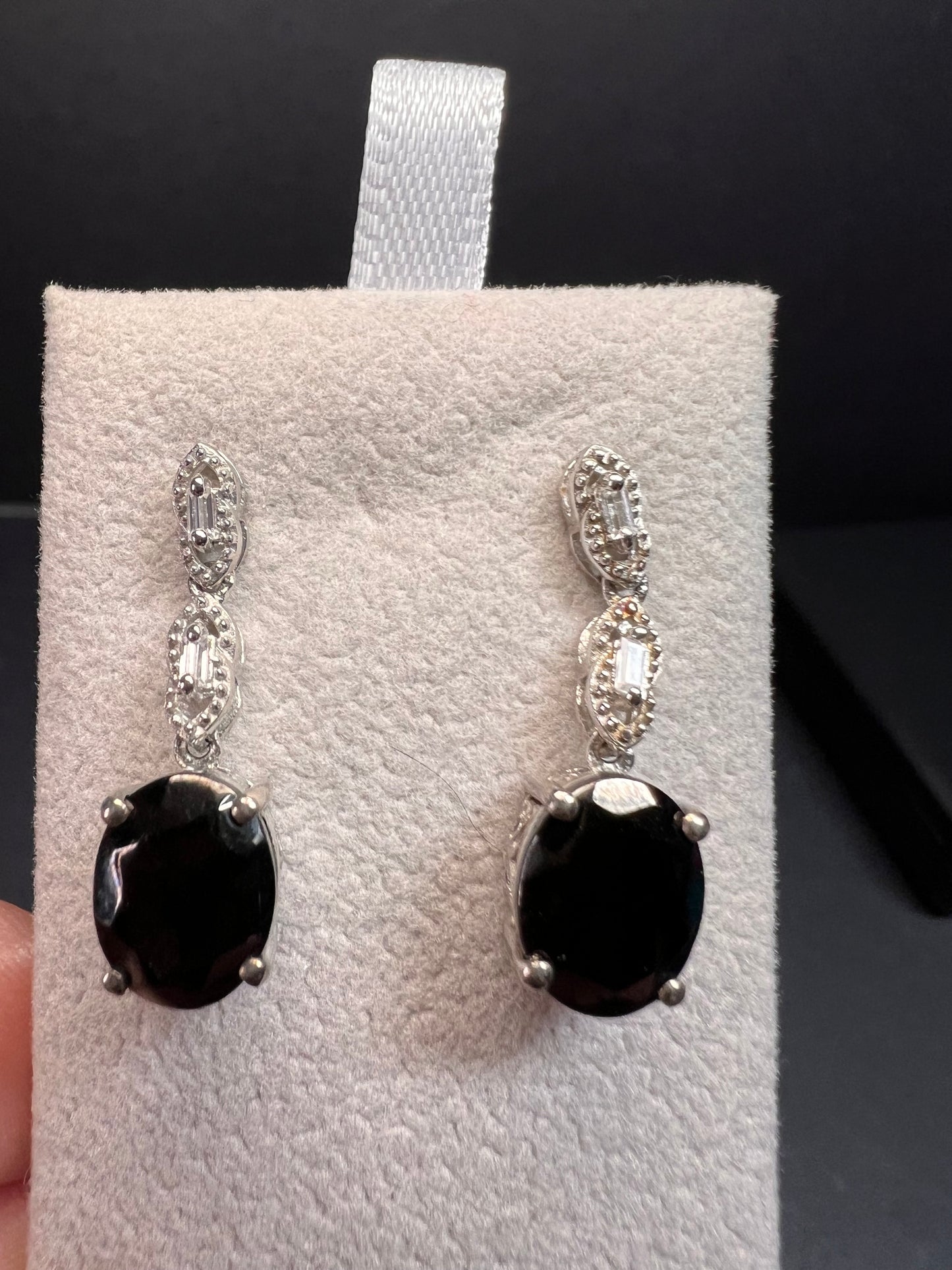 Elite Shungite gemstone sterling silver earrings