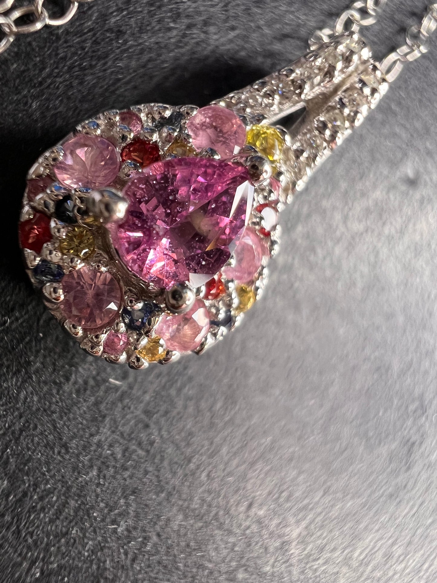 NEW purple multi sapphire sterling silver pendant and chain