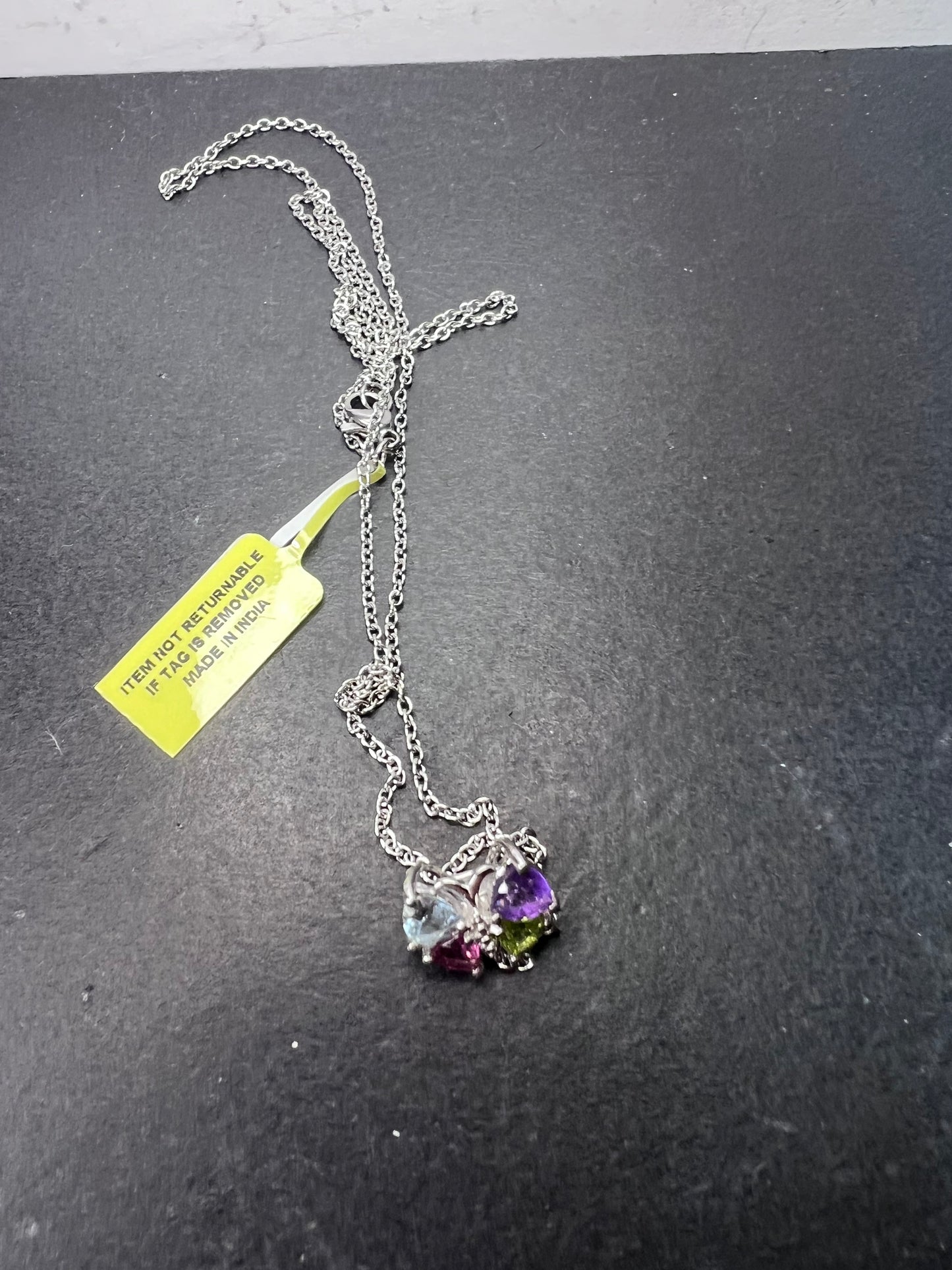 Multi stone butterfly pendant in stainless steel with 18 inch chain *NEW*