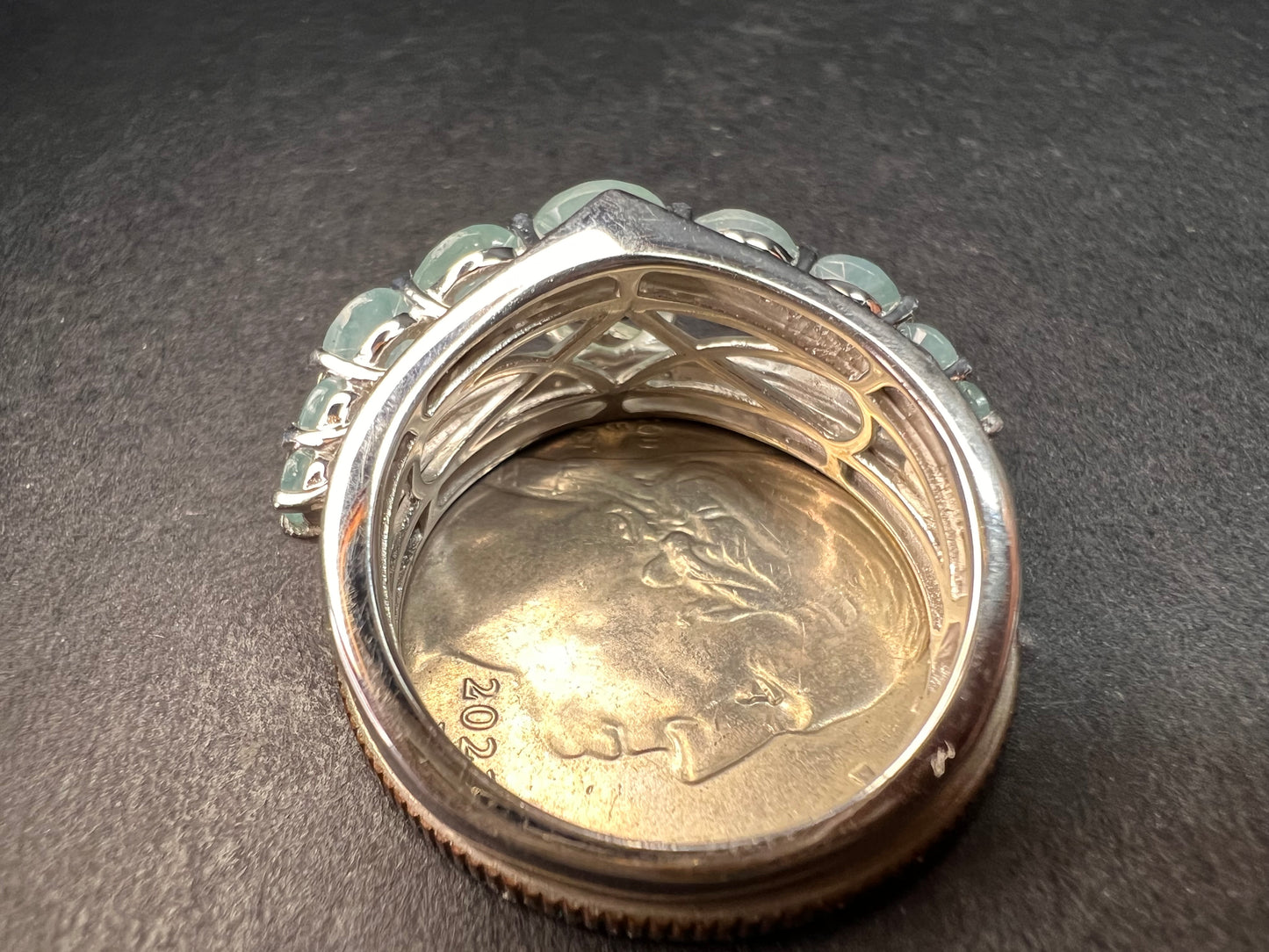 NEW Grandidierite and zircon sterling silver ring size 8