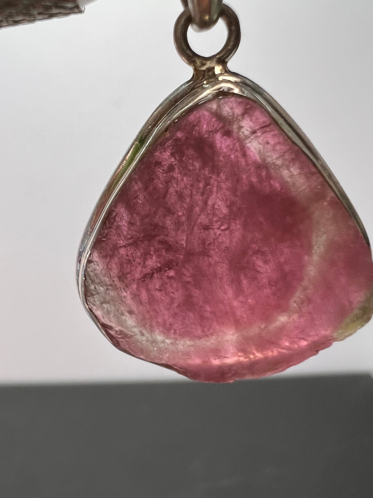 NEW Pink / Tri colored tourmaline sterling silver pendant 4.34 grams