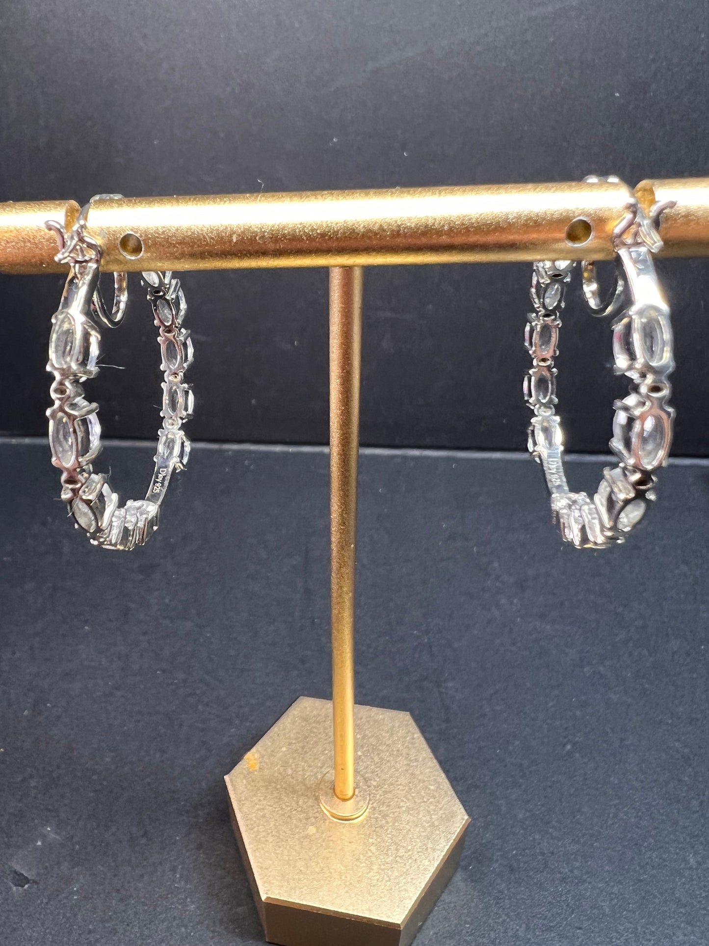 NEW Petalite and zircon inside out hoop earrings in platinum over sterling silver