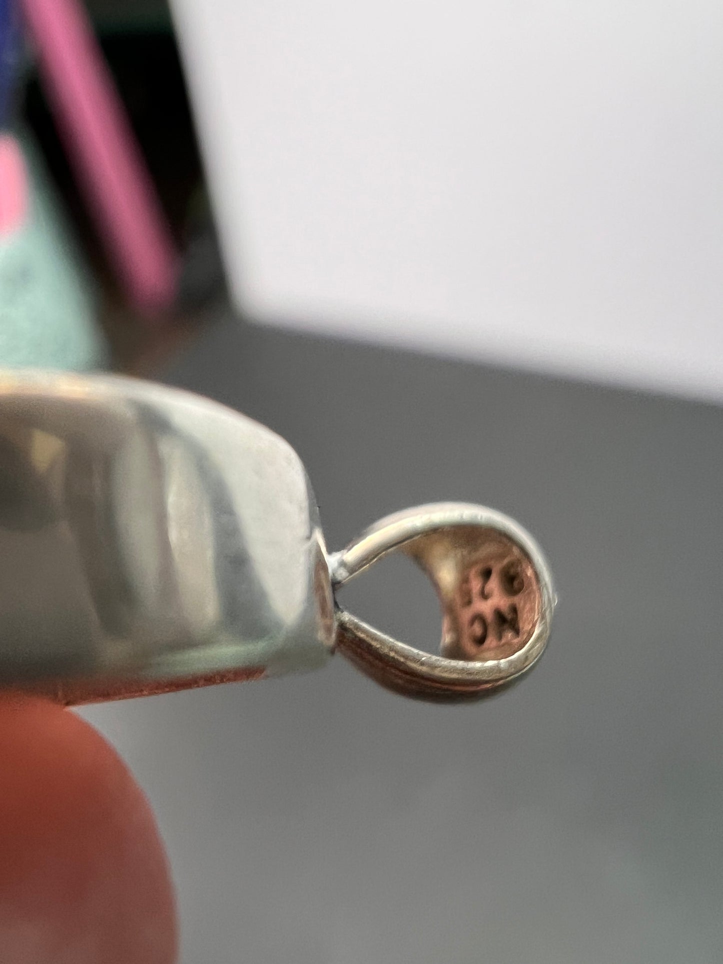 NEW Pink tri color tourmaline sterling silver pendant 1.34 grams