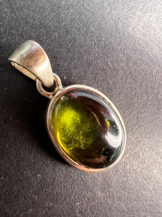 NEW Green with pink tourmaline sterling silver pendant 2.34 grams