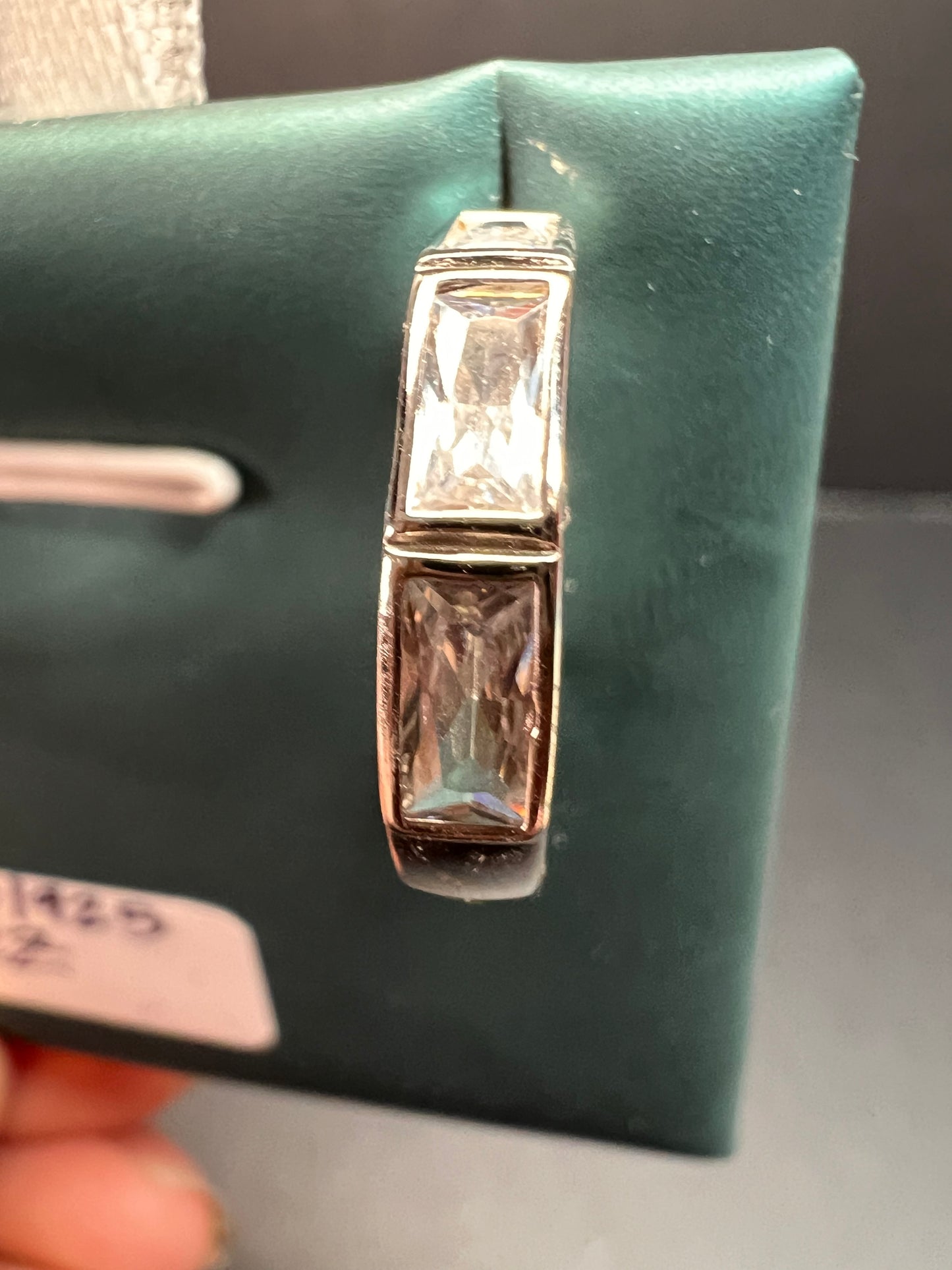 CZ half hoop earrings in sterling silver