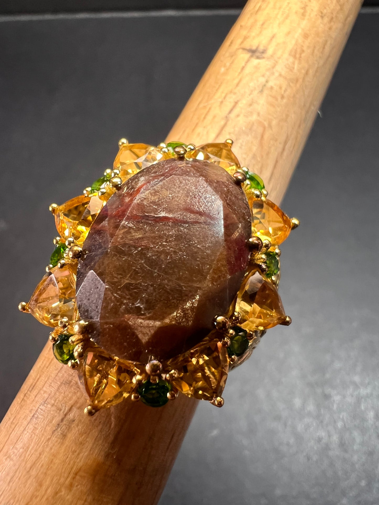 NEW chocolate sapphire multi gem cocktail ring in vermeil size 7