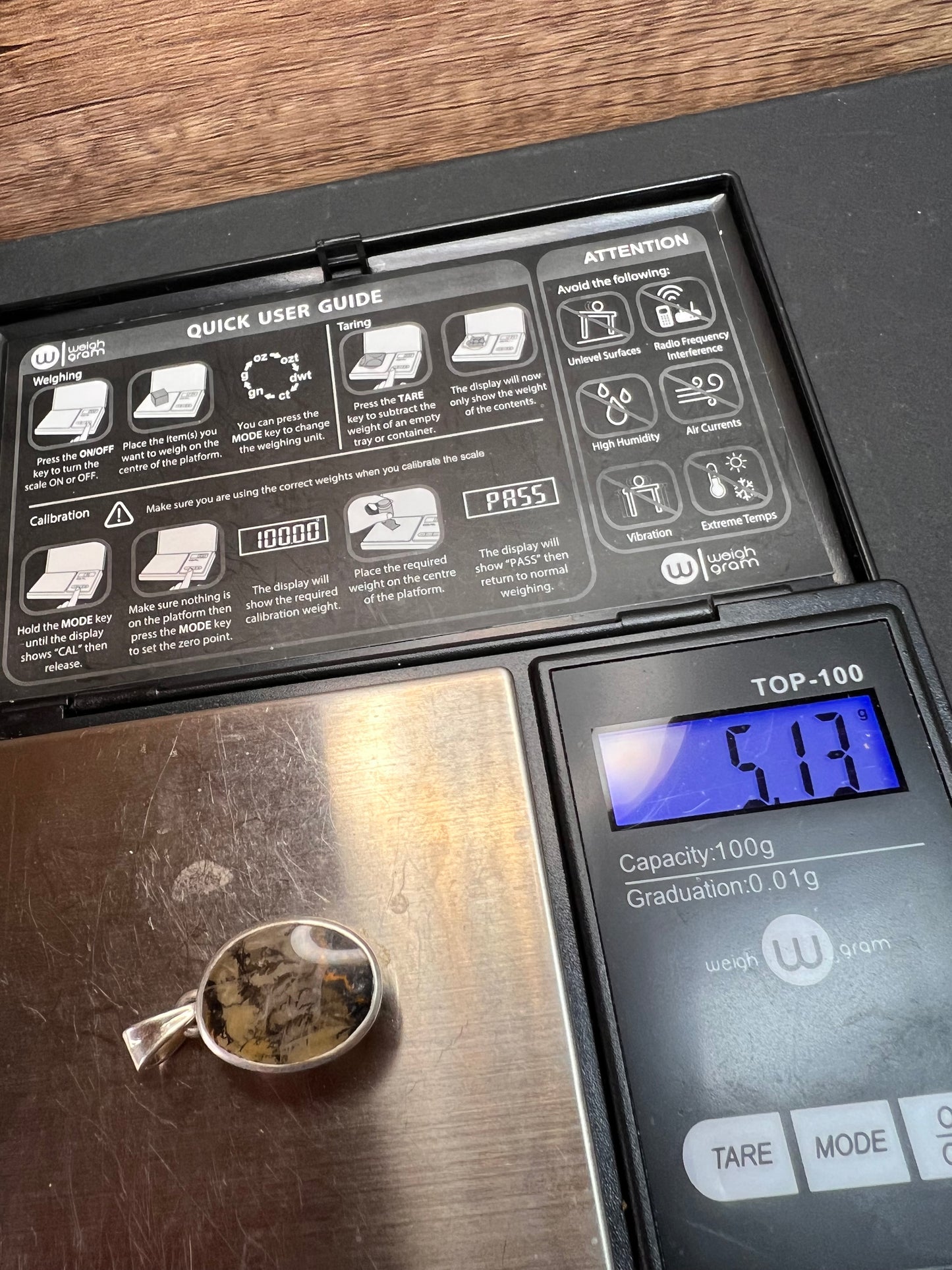 NEW Dendretic agate gemstone sterling silver pendant