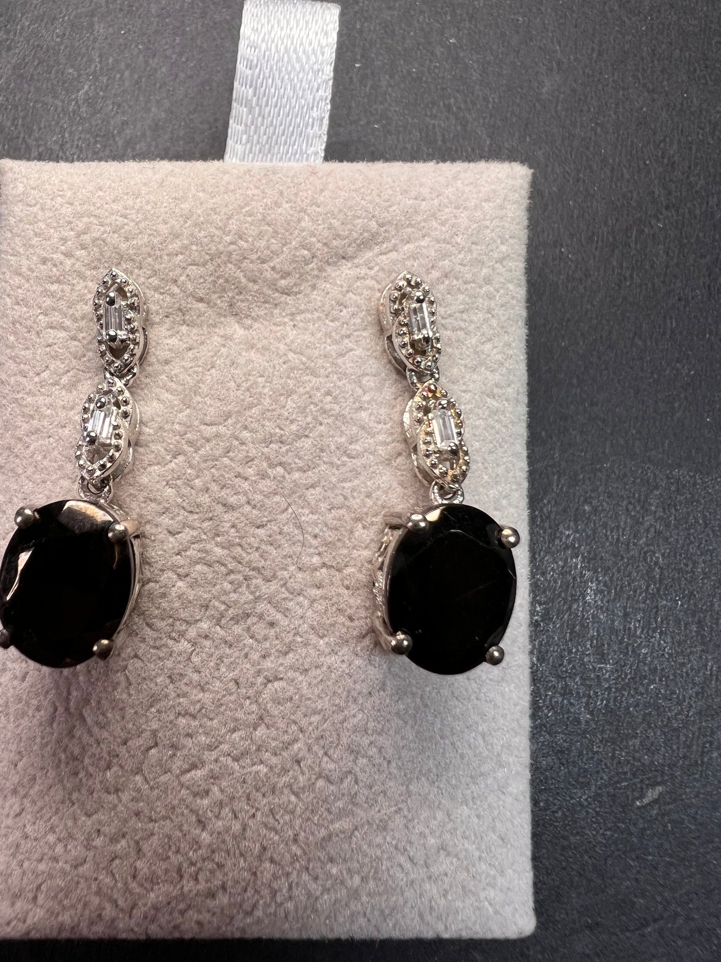 Elite Shungite gemstone sterling silver earrings