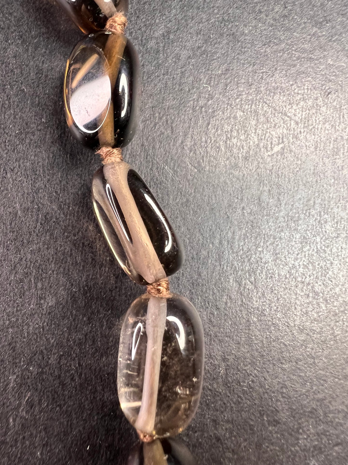 NEW smoky quartz 24 inch necklace with sterling silver clasp