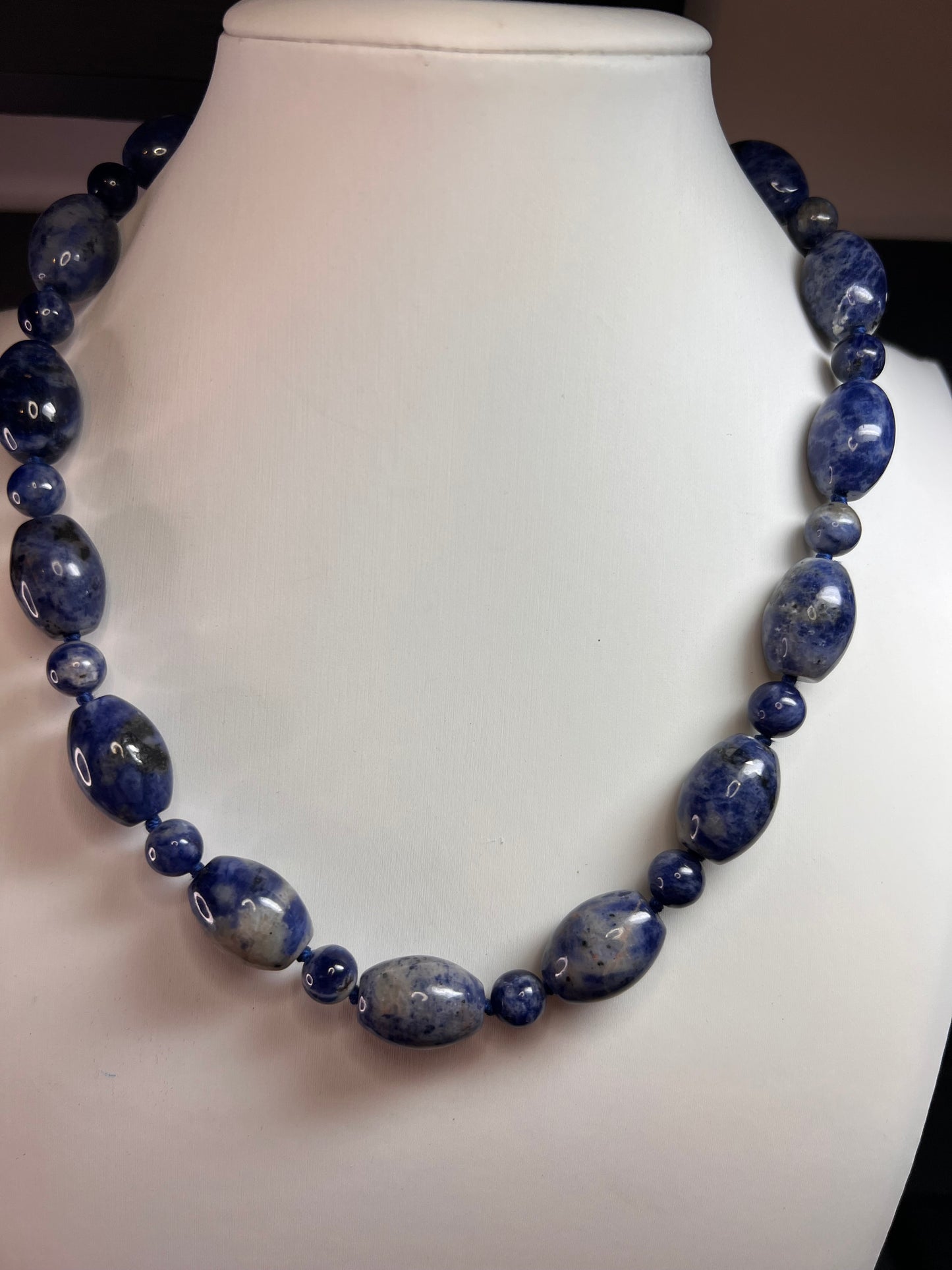NEW sodalite necklace and bracelet with sterling silver clasp