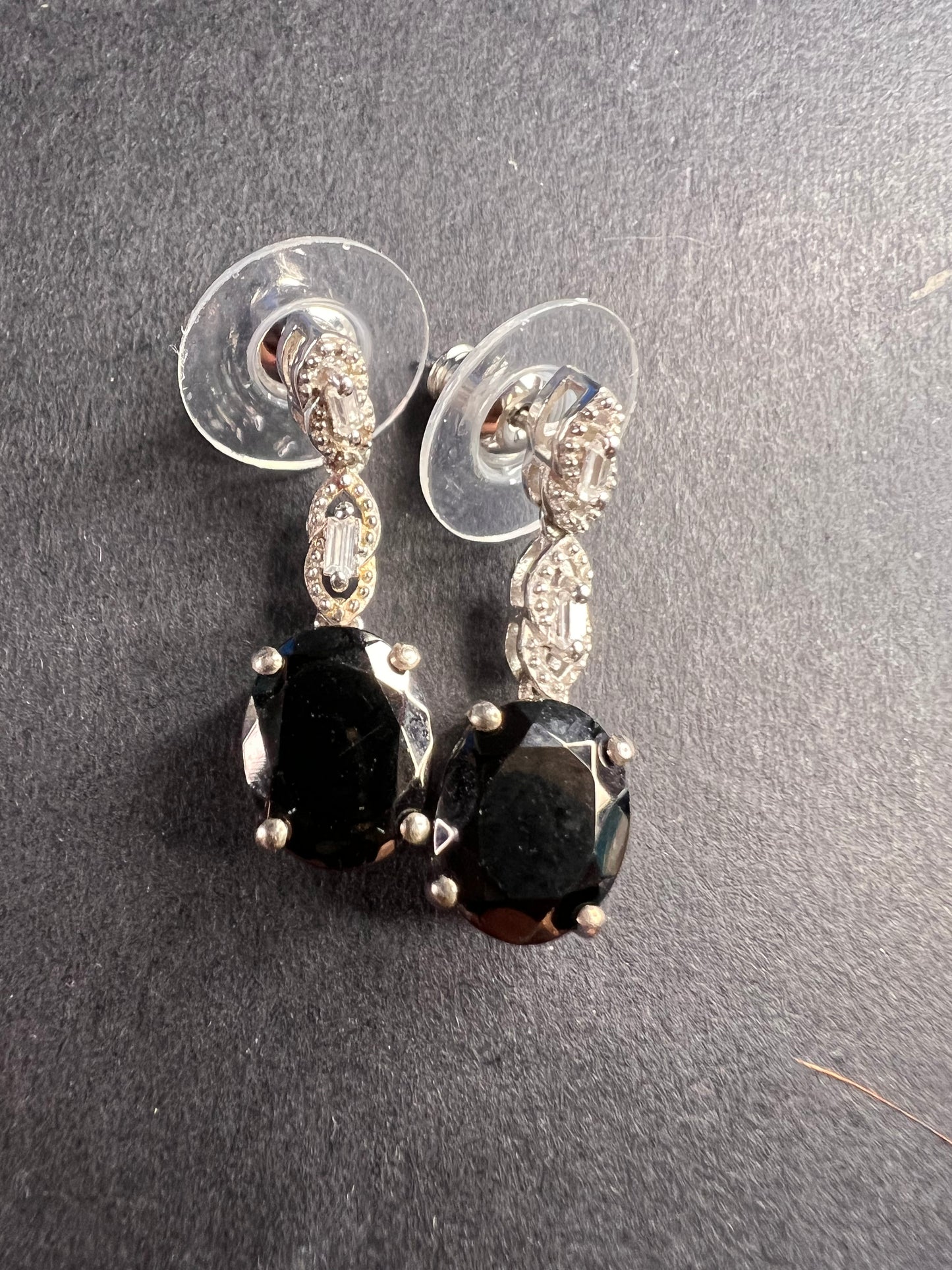 Elite Shungite gemstone sterling silver earrings