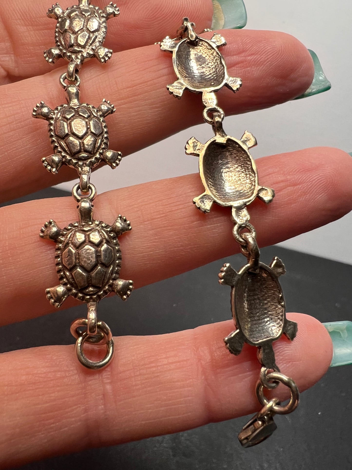Vintage sterling silver turtles bracelet