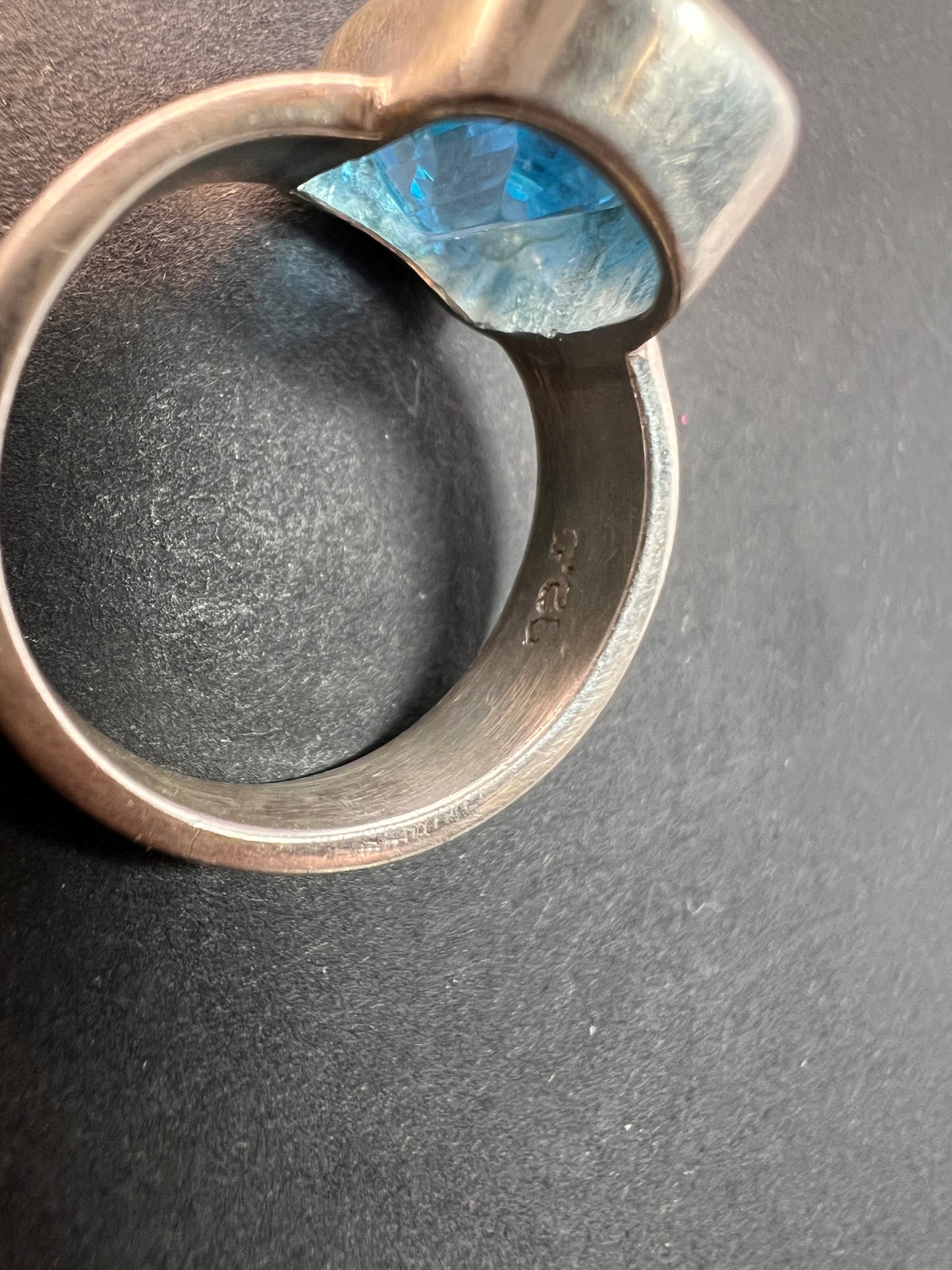 NEW Swiss blue topaz sterling silver ring size 7 / 6.65 grams