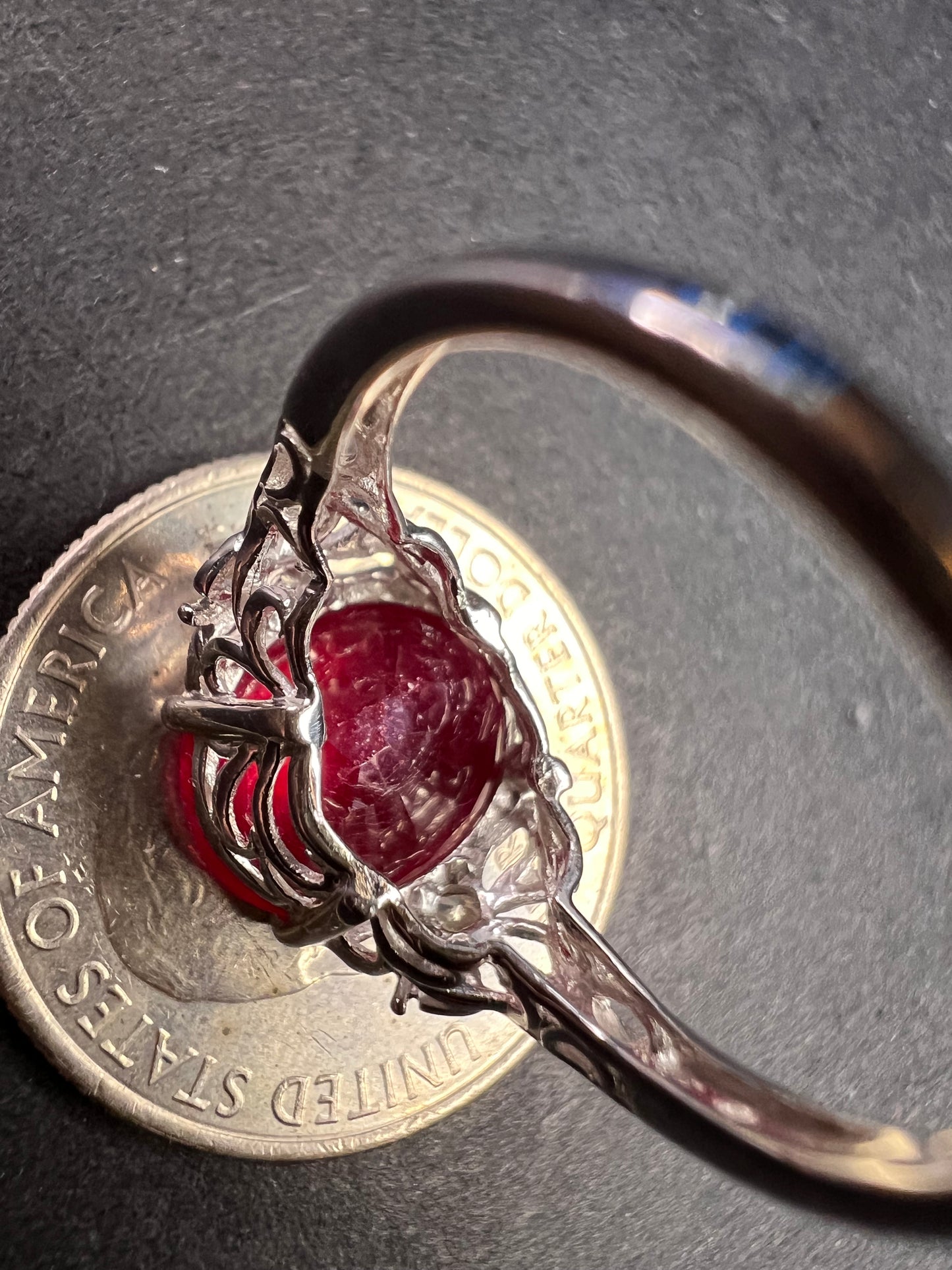 Vintage ruby sterling silver ring size 7