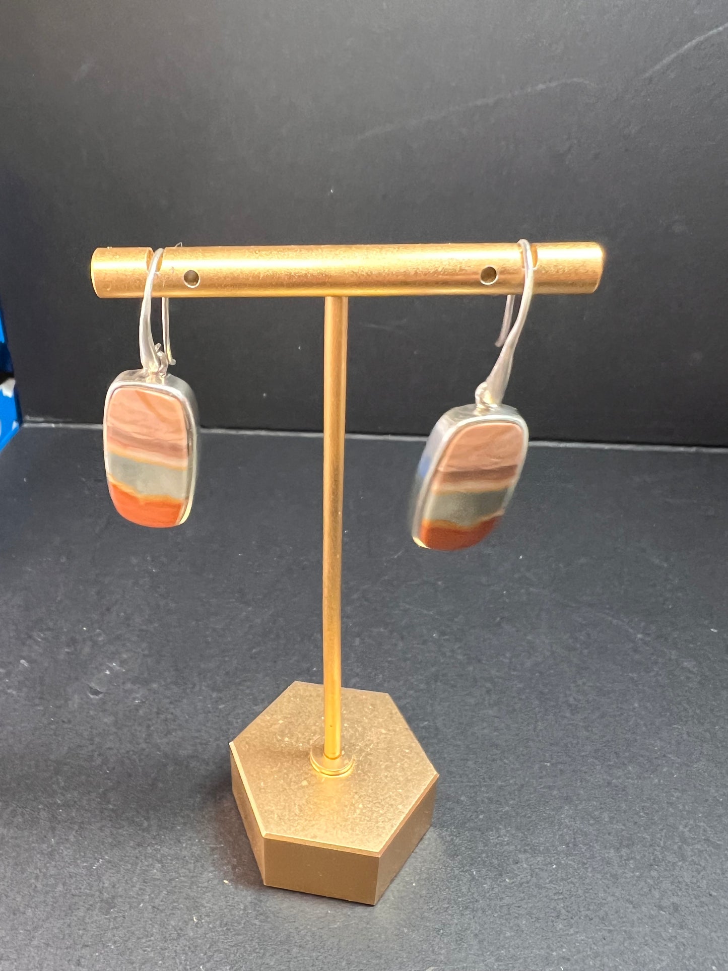 NEW polychrome Jasper sterling silver earrings 9.39 grams