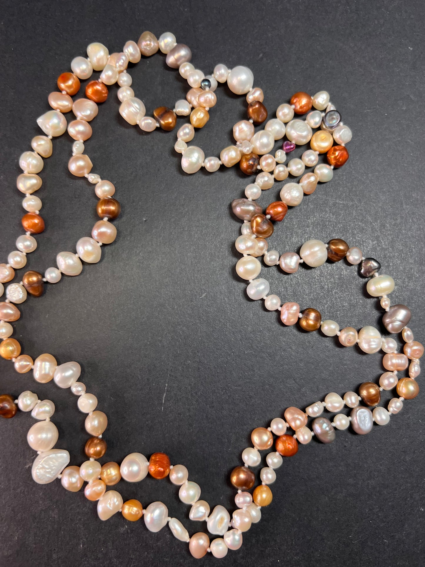 Multi colored freshwater pearls 50 inch endless necklace