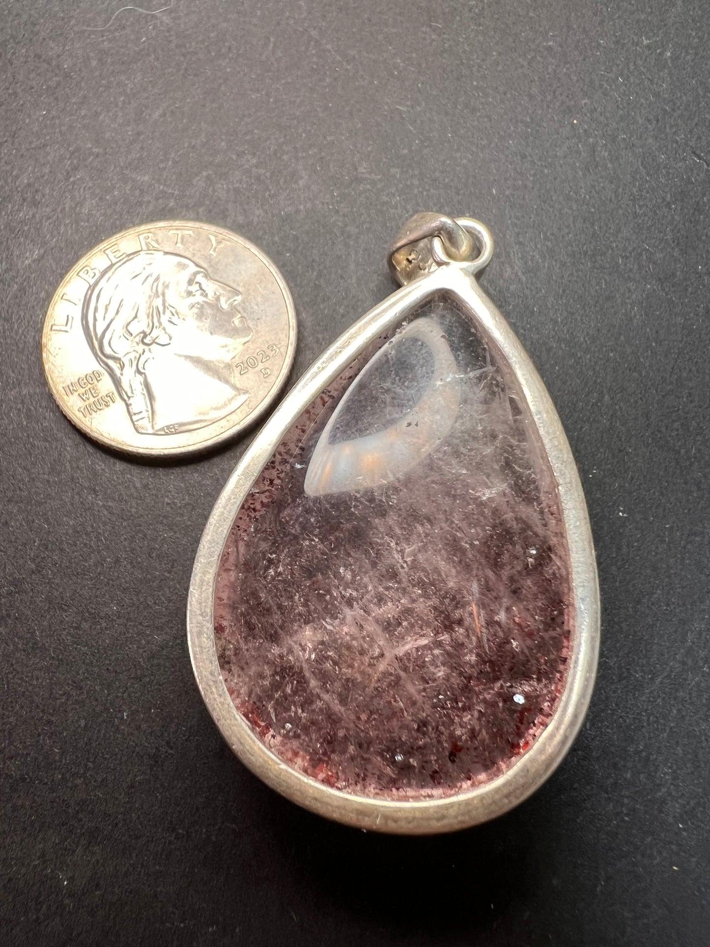 NEW Lepidocrocite super 7 sterling silver teardrop pendant 17.5 grams