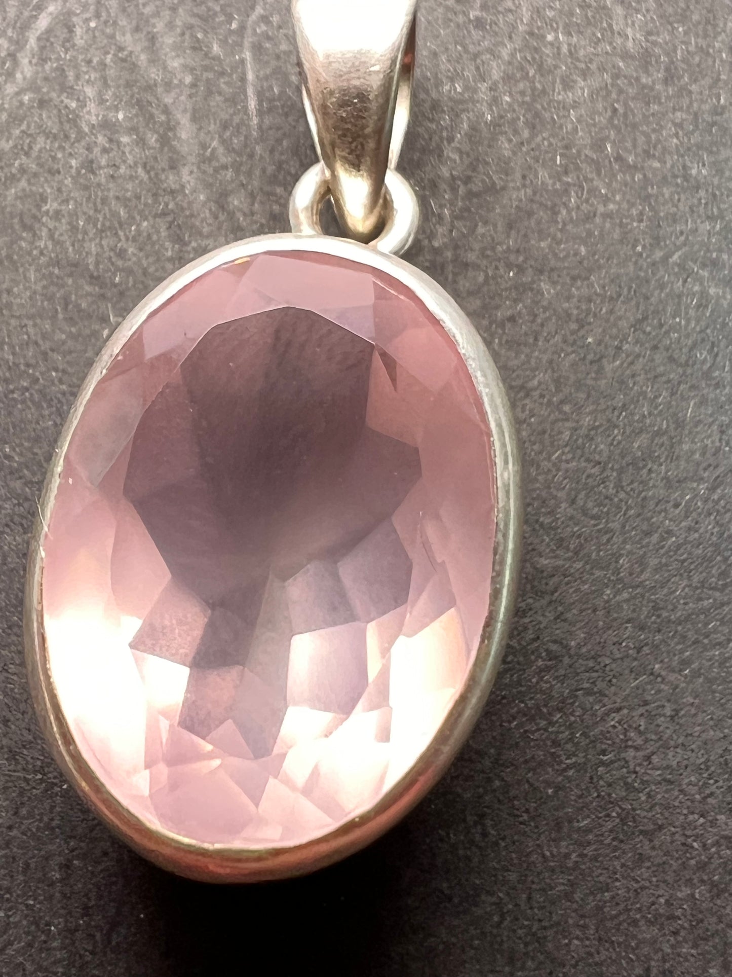 NEW Rose Quartz oval gemstone sterling silver pendant 5.62 grams