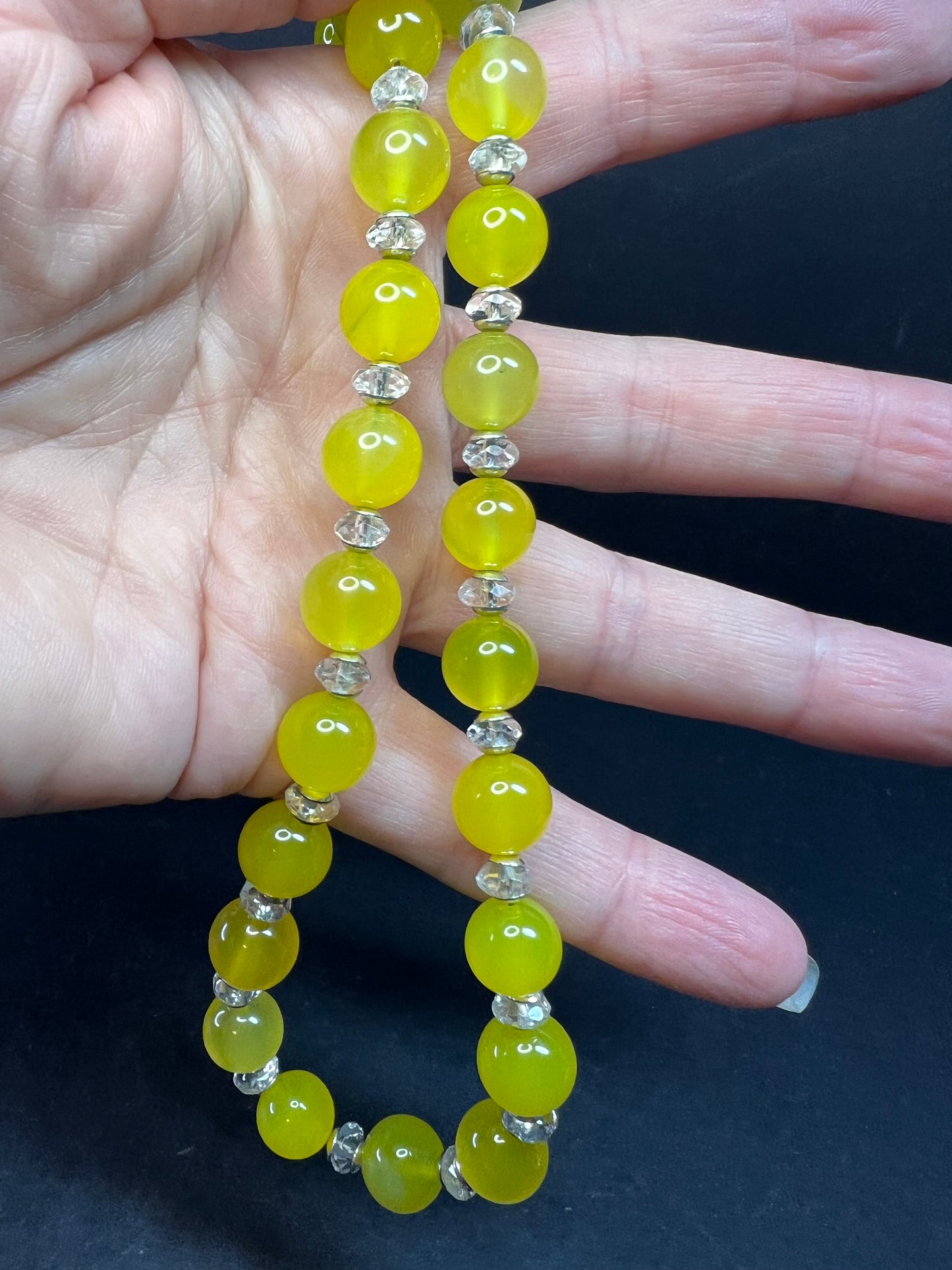 NEW Yellow chalcedony and quartz Sterling silver necklace