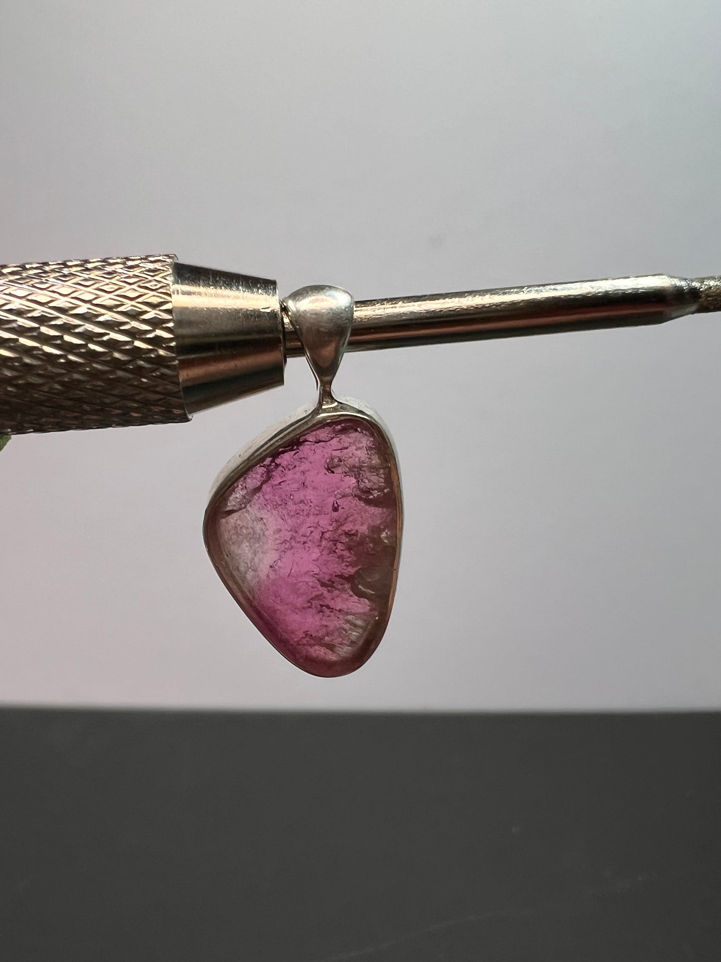 NEW Bi color pink tourmaline sterling silver pendant 1.94 grams