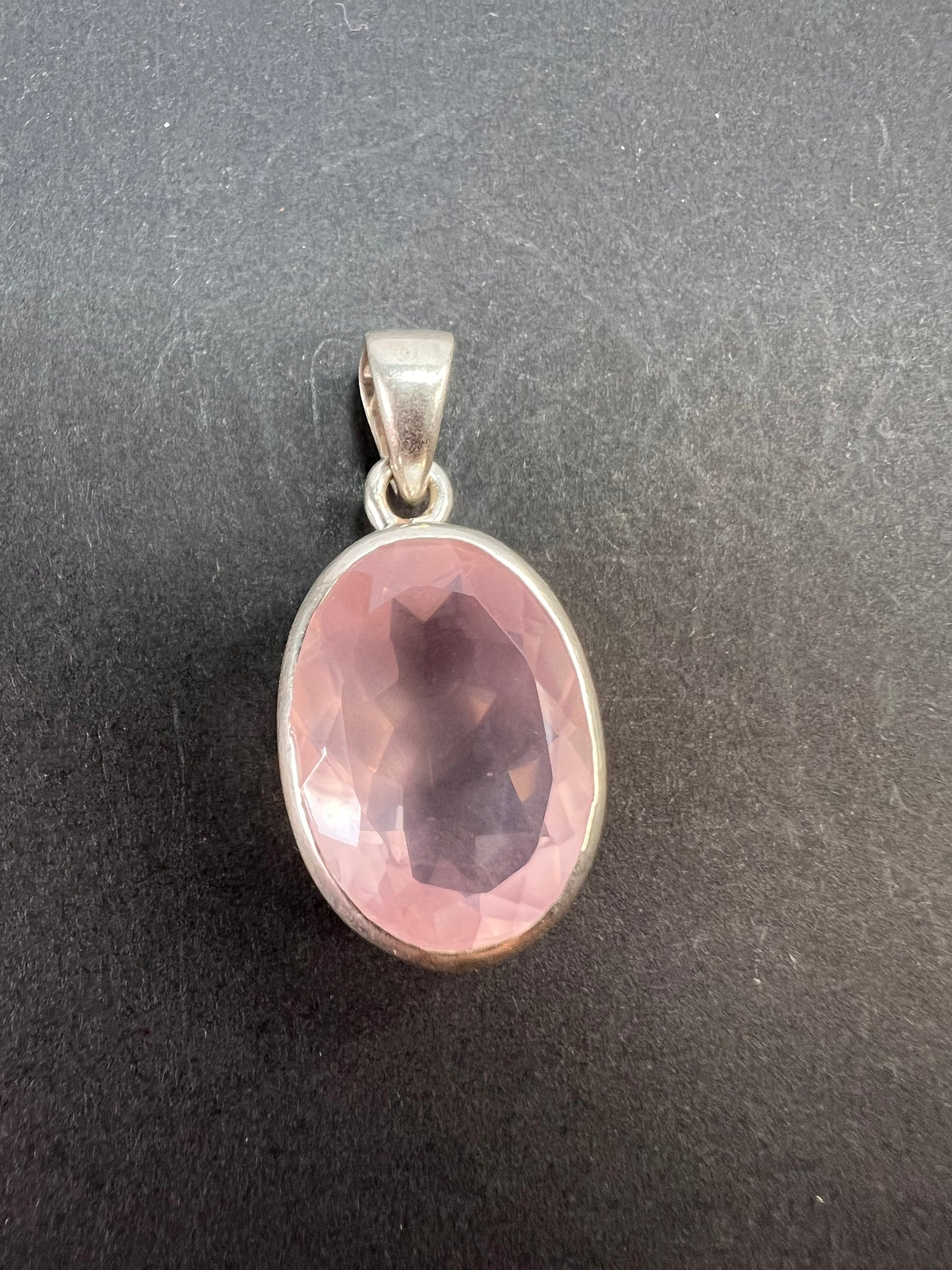 NEW Rose Quartz oval gemstone sterling silver pendant 5.62 grams