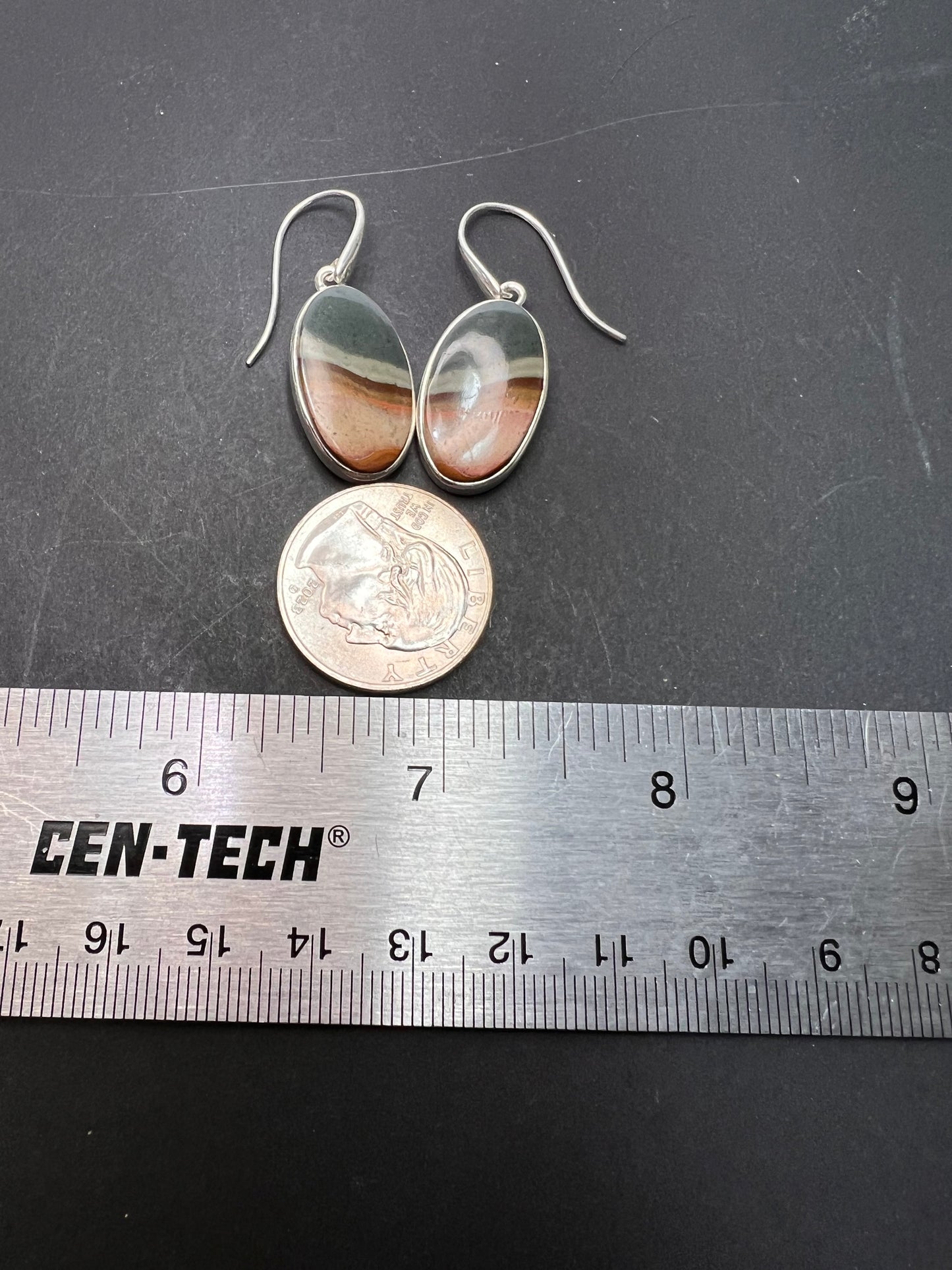 NEW Polychrome Jasper sterling silver dangle earrings 7.34 grams