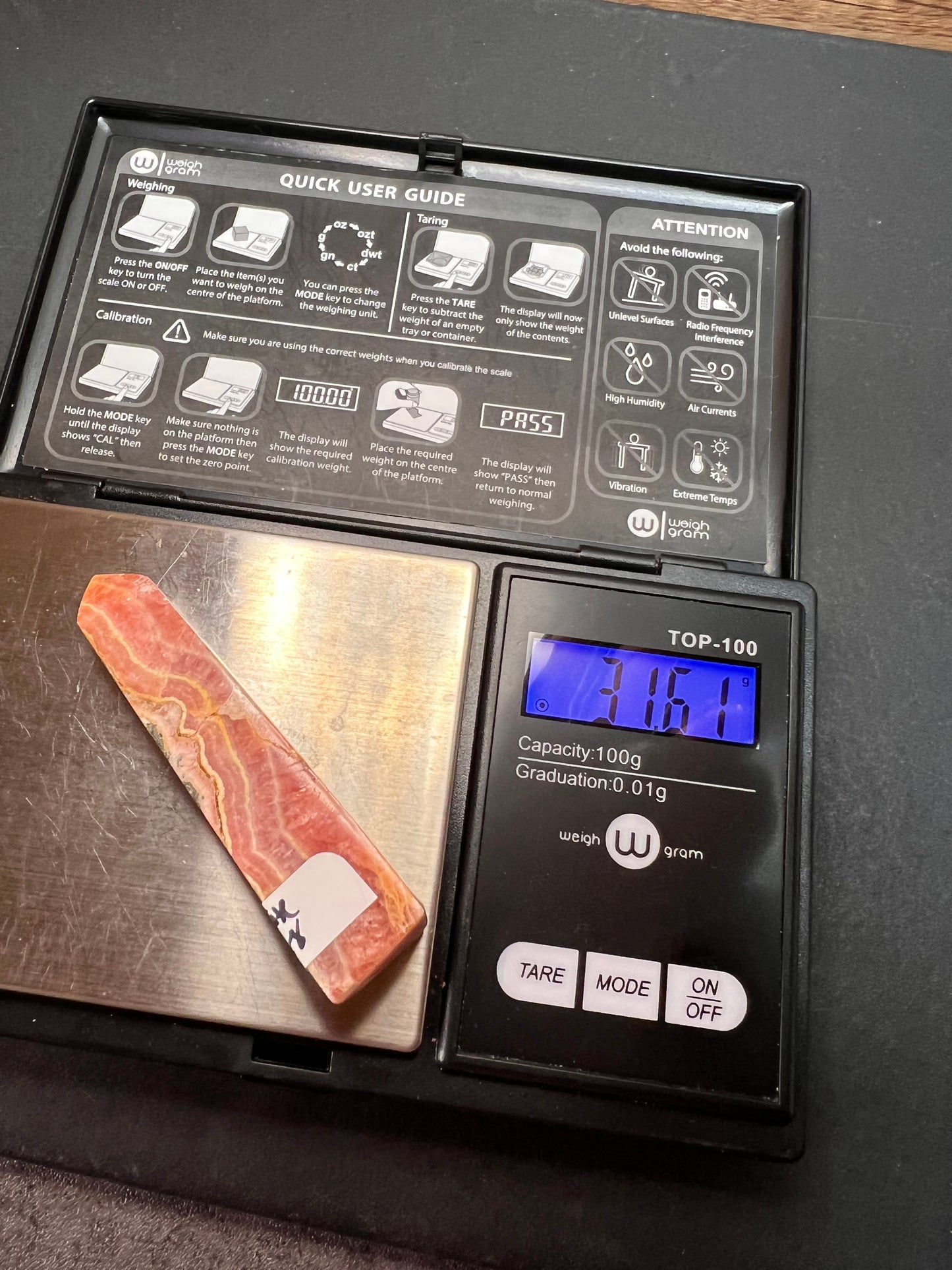 Rhodochrosite tower 31.61 grams