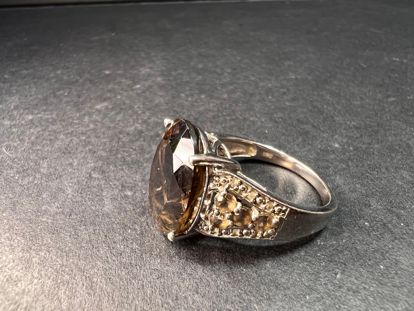 Smoky quartz Sterling silver ring size 8