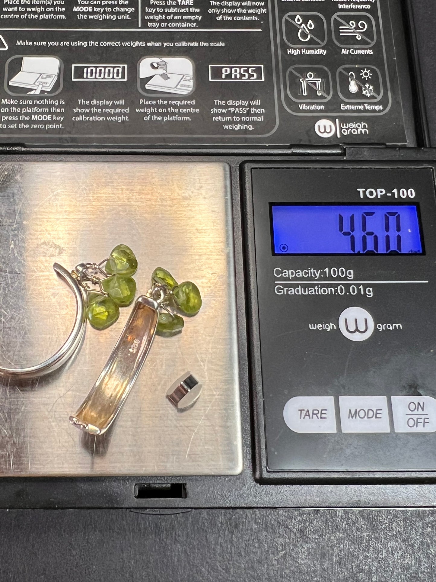 NEW peridot sterling silver crescent hoop earrings