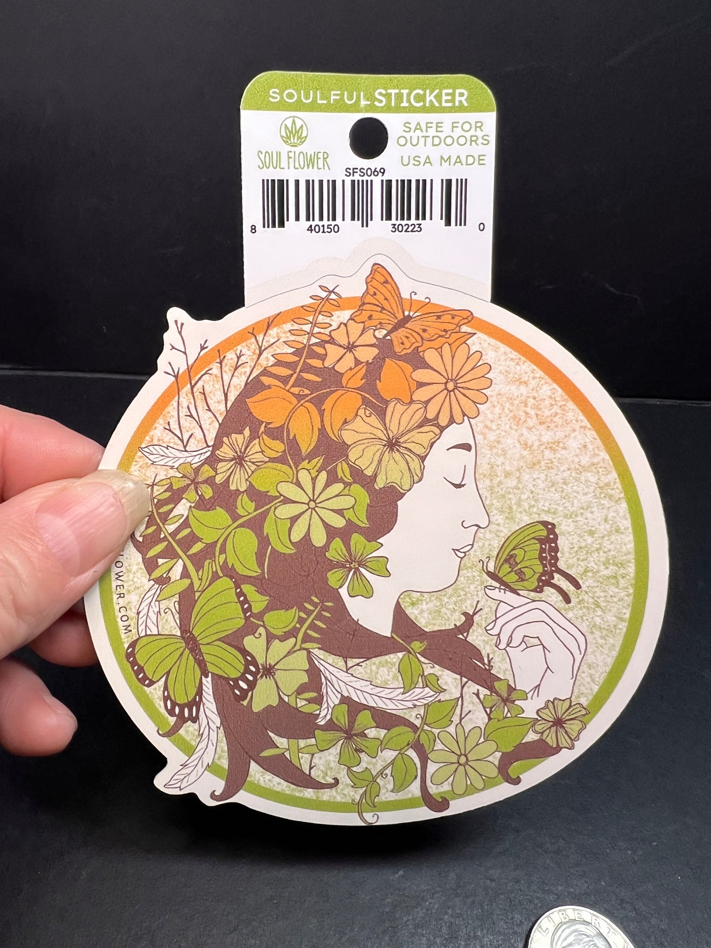 Soul Flower Nature Goddess Butterfly Floral Eco Sticker – Outdoor Safe