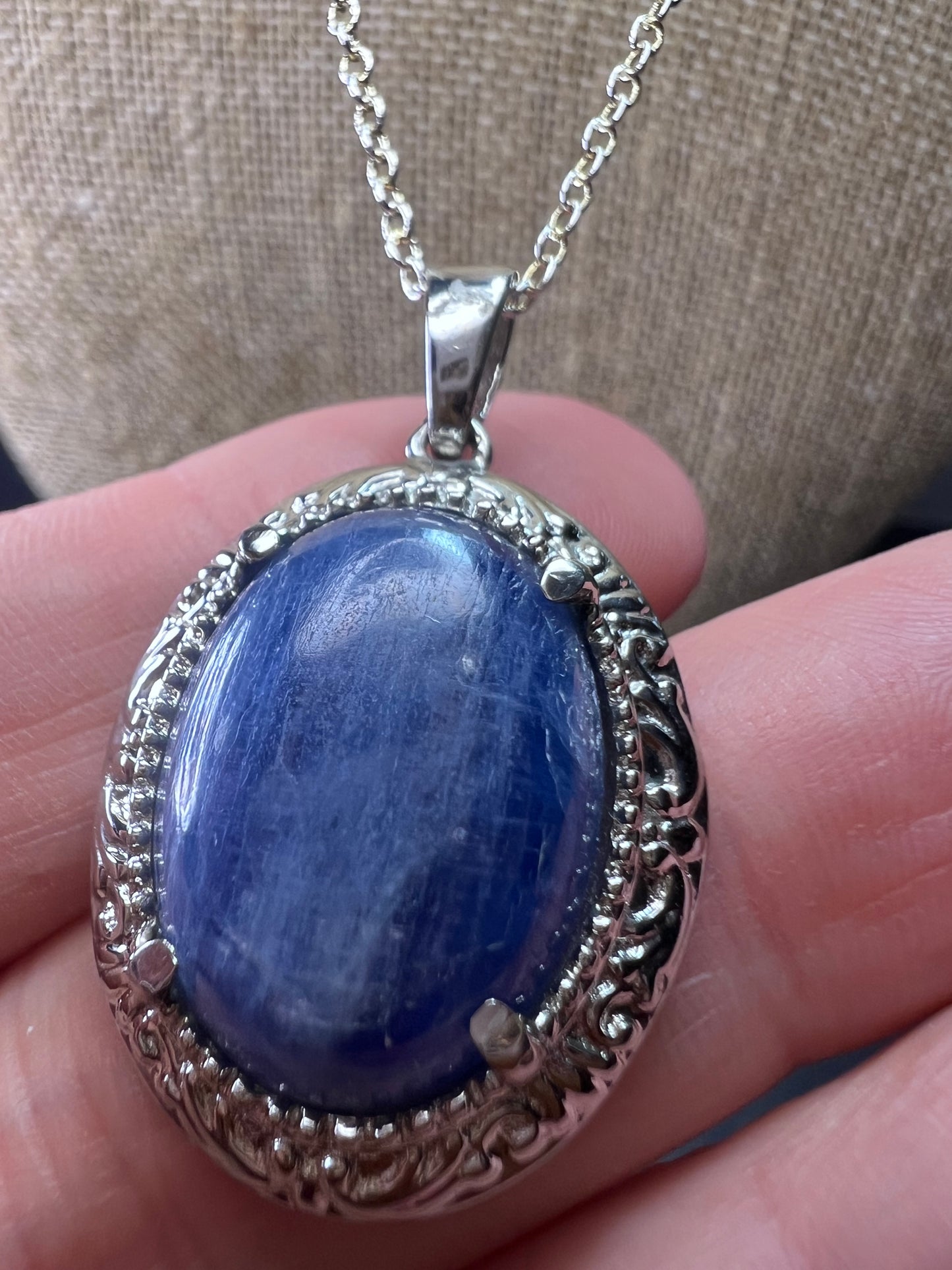 Kyanite stainless steel pendant with chain