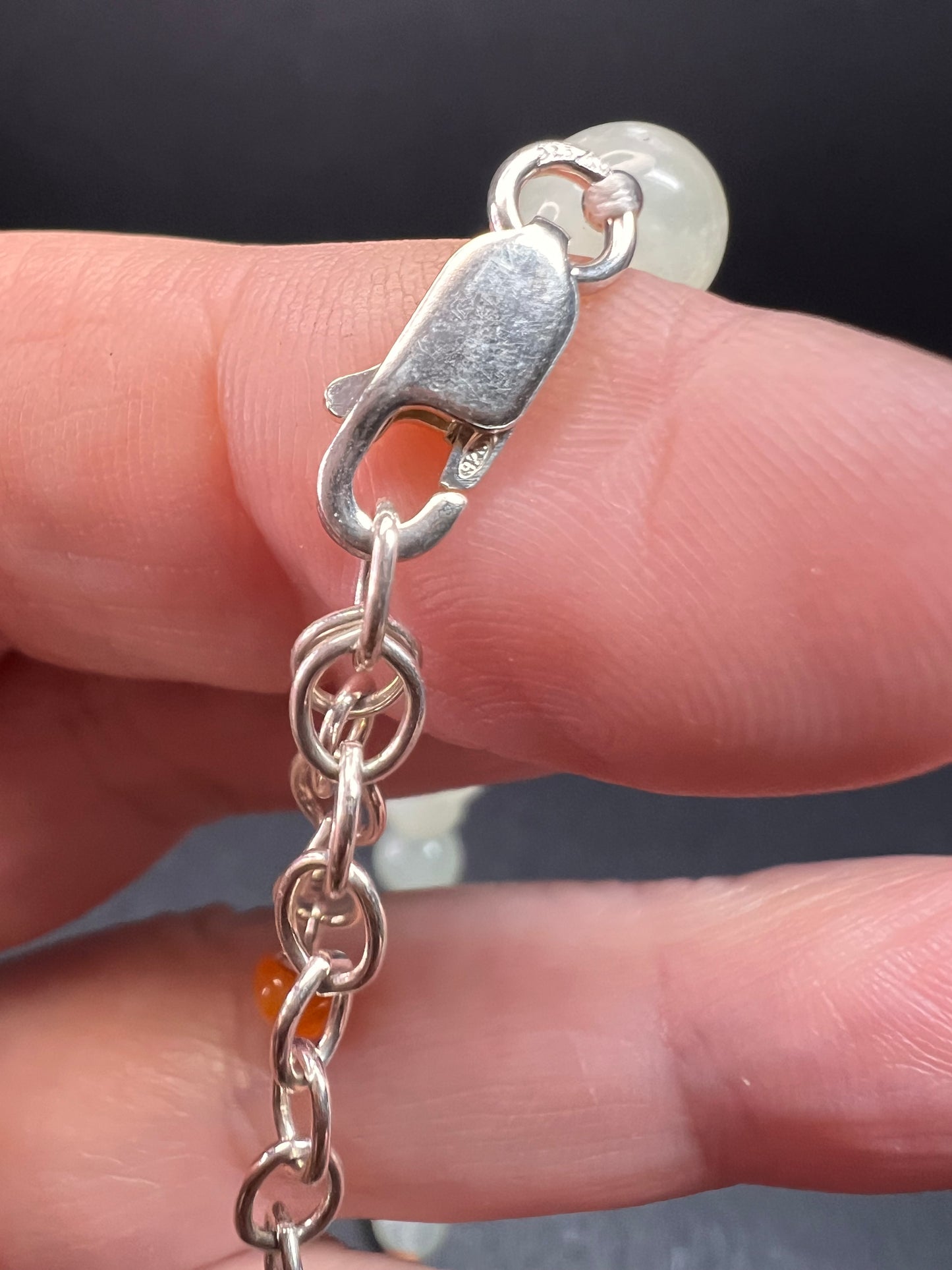 NEW serpentine and carnelian necklace with sterling silver clasp