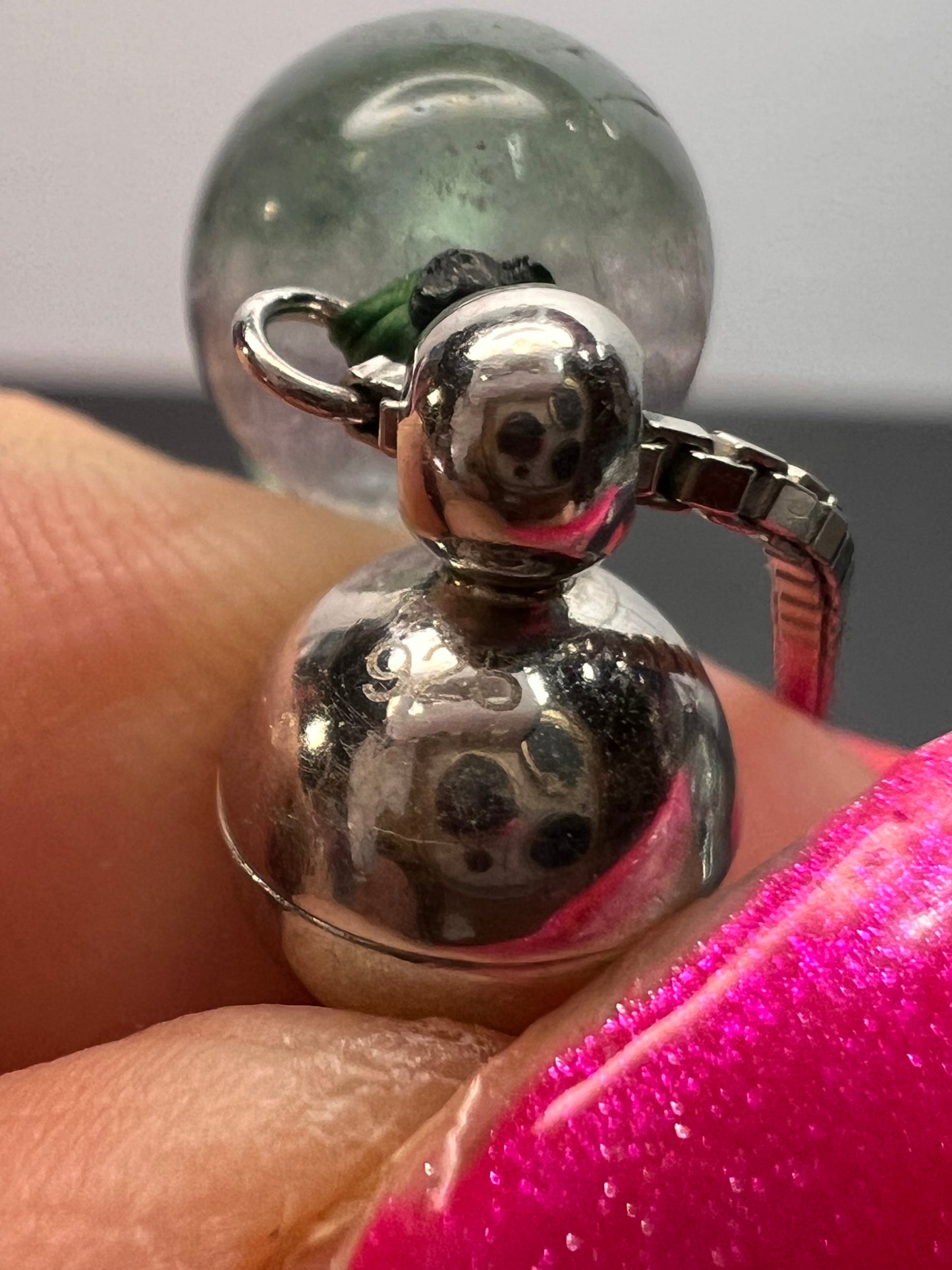 NEW Fluorite knotted beaded bolo necklace with sterling silver magnetic clasp