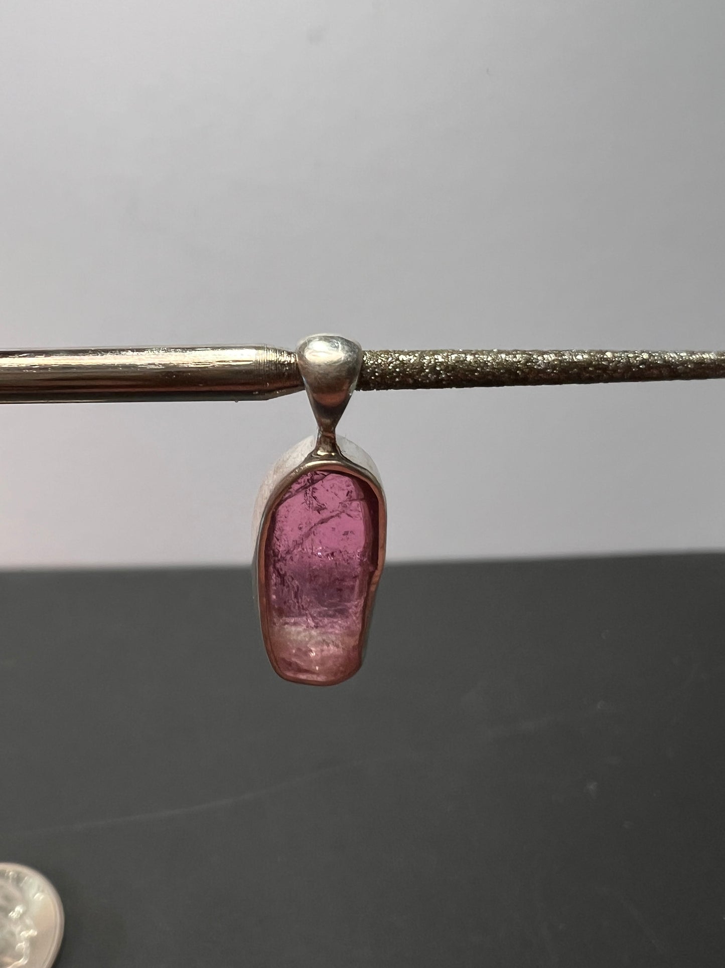 NEW pink/ bi color tourmaline sterling silver pendant 1.28 grams