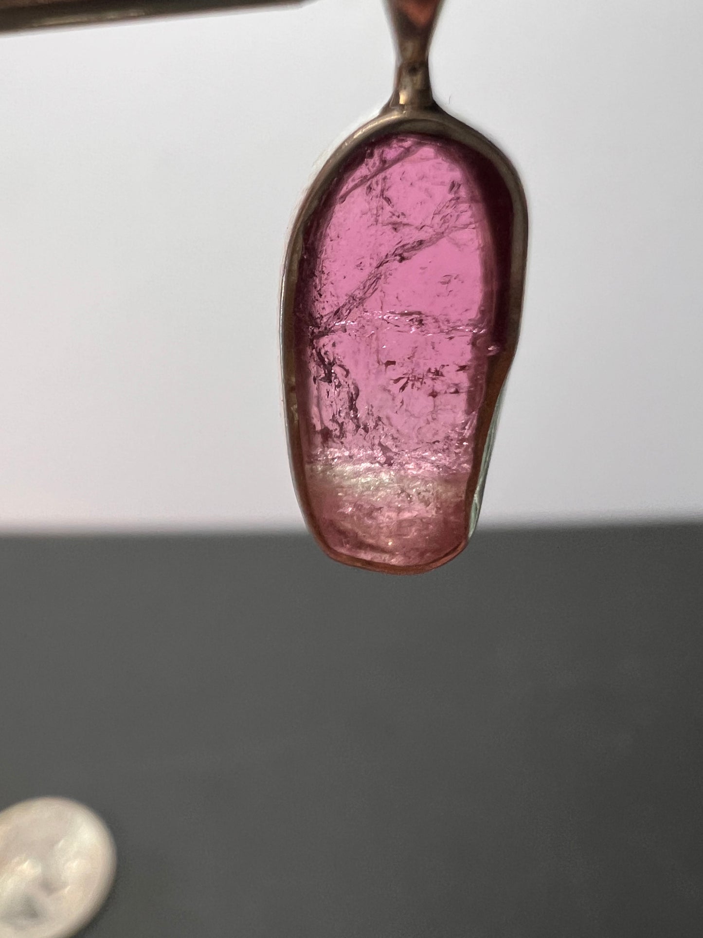 NEW pink/ bi color tourmaline sterling silver pendant 1.28 grams