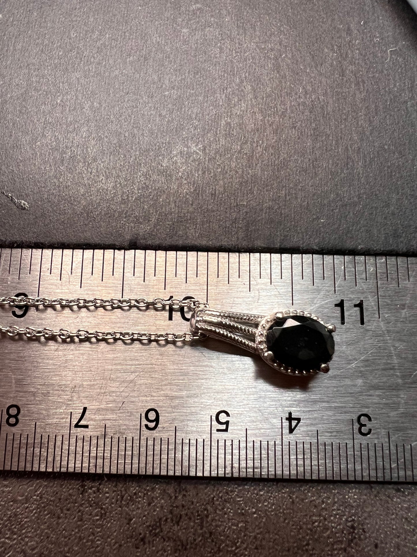 NEW black tourmaline stainless steel pendant and chain